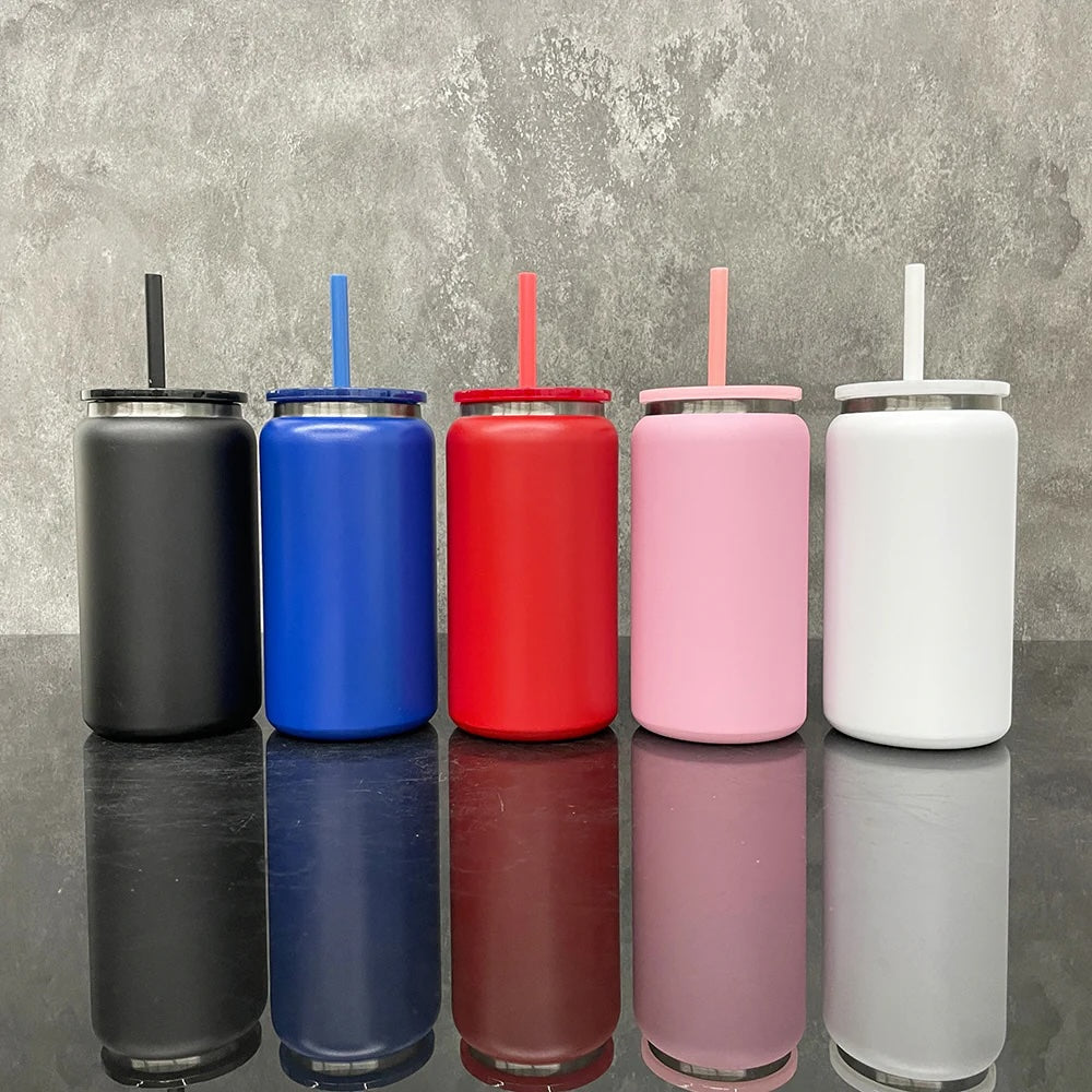 Custom 16oz Beer Can Tumbler | Personalized Laser Engraved Cup With Lid & Straw