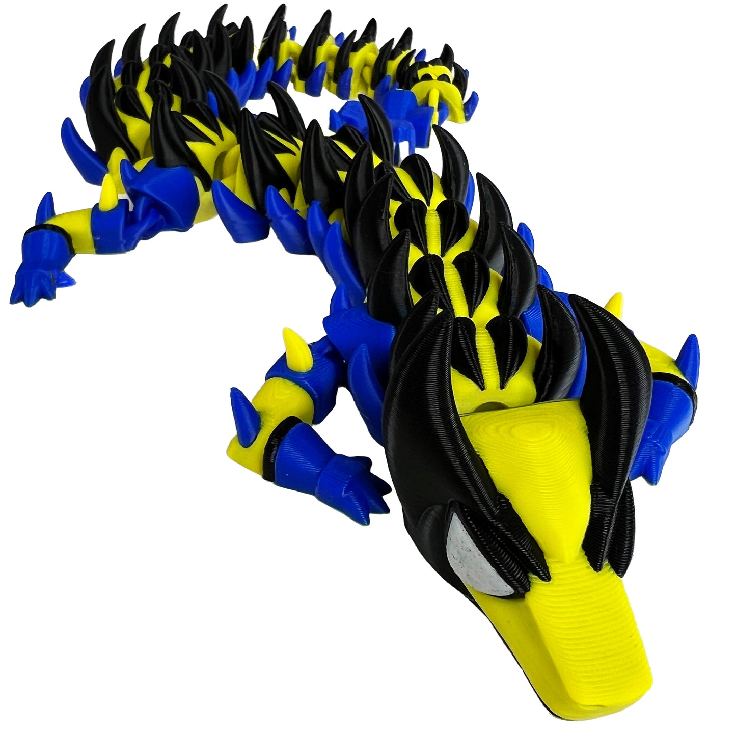 Clawstrike Dragon – 3D Printed Articulated Beast Dragon, Blue & Yellow Fantasy Toy with Clawed Paws