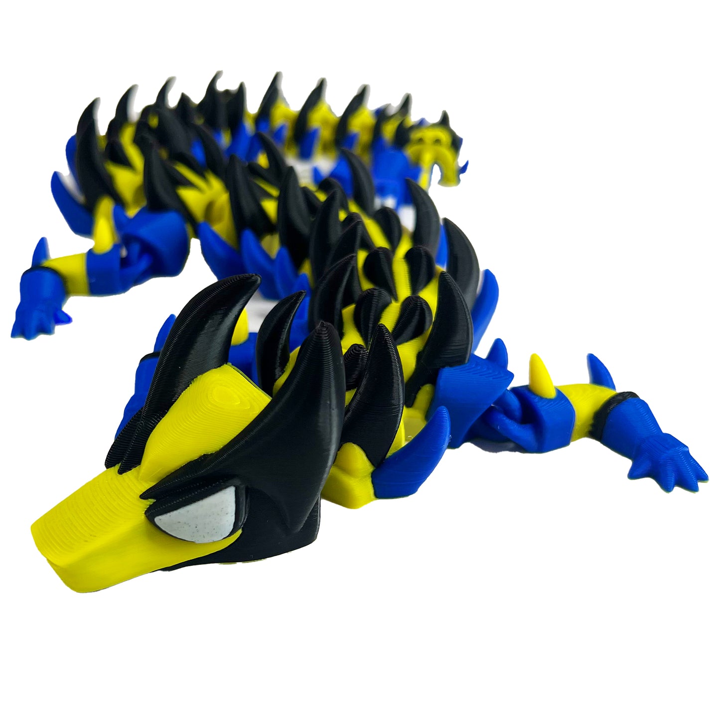 Clawstrike Dragon – 3D Printed Articulated Beast Dragon, Blue & Yellow Fantasy Toy with Clawed Paws