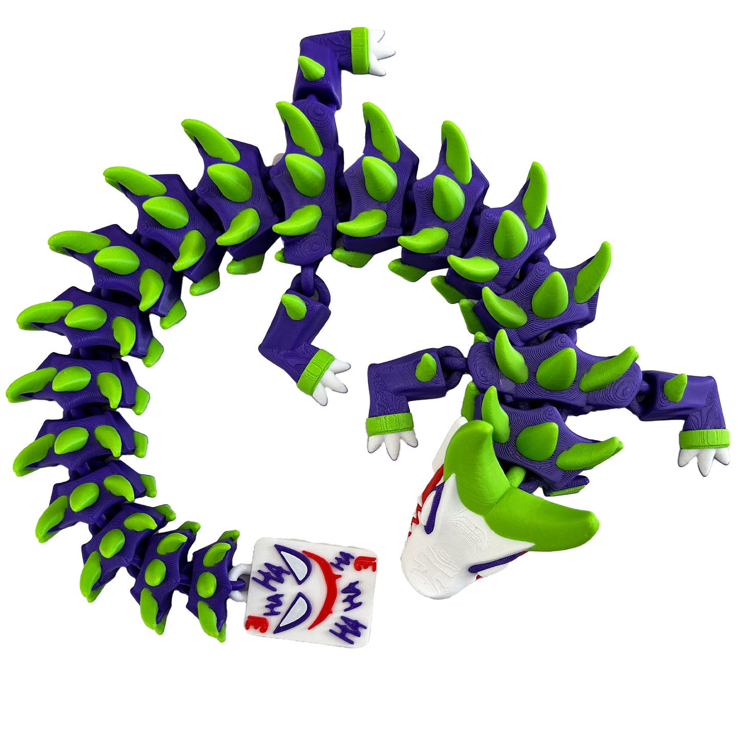 Trickfang Dragon – 3D Printed Articulated Fantasy Creature, Neon Spiked Mischief Dragon Toy
