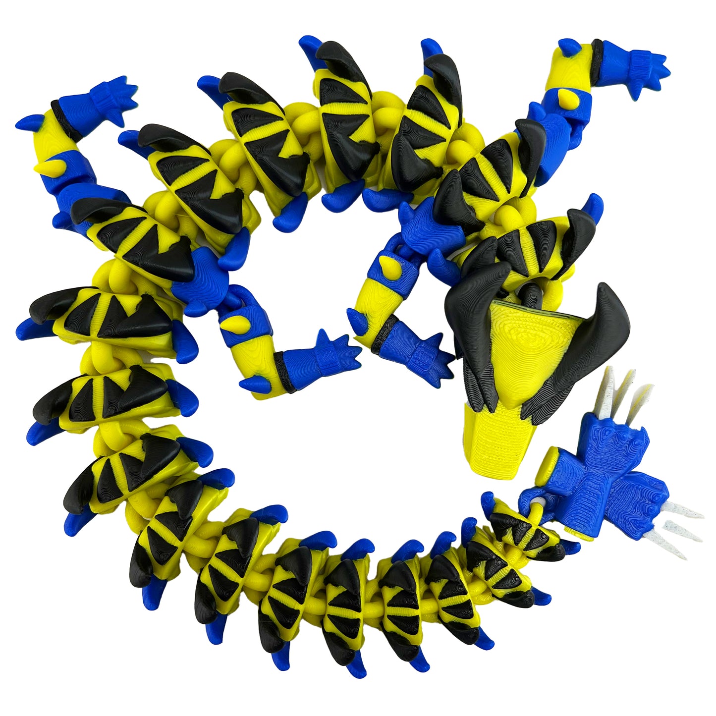 Clawstrike Dragon – 3D Printed Articulated Beast Dragon, Blue & Yellow Fantasy Toy with Clawed Paws