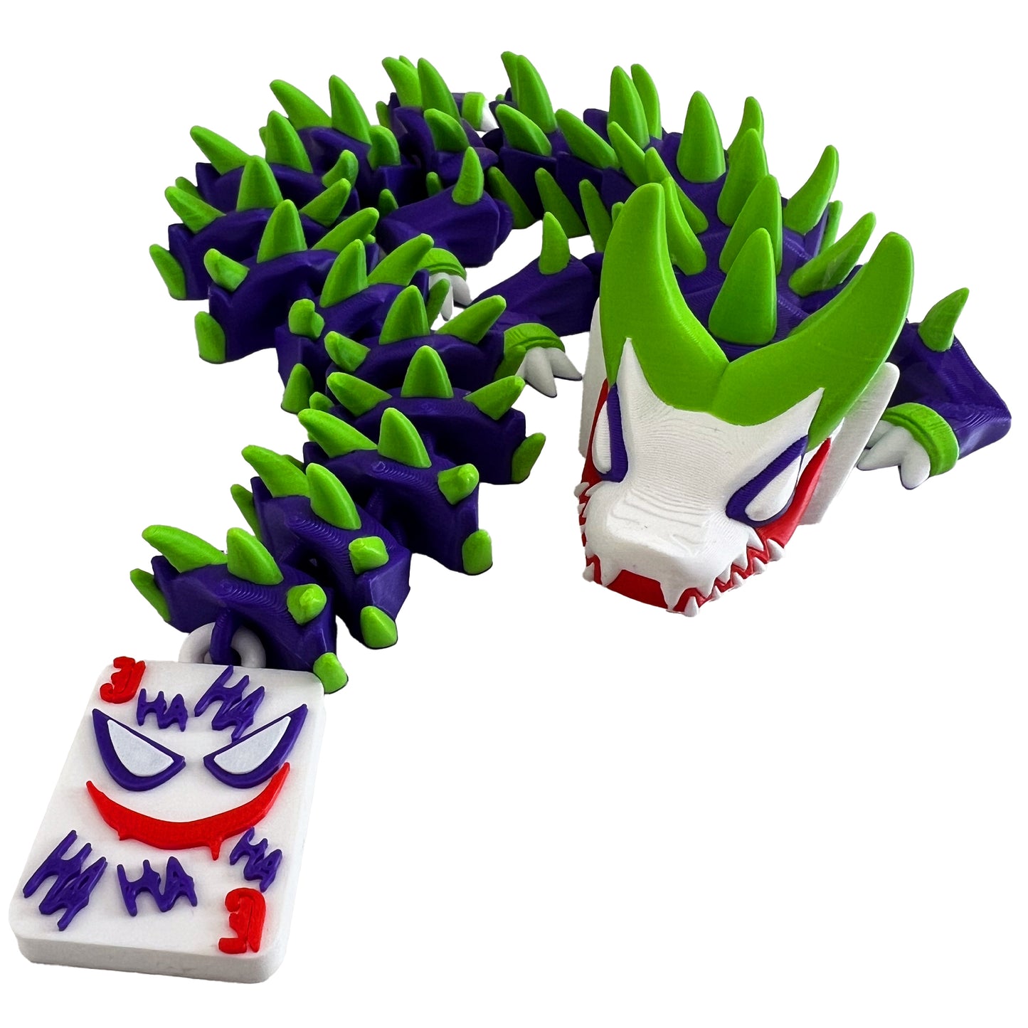 Trickfang Dragon – 3D Printed Articulated Fantasy Creature, Neon Spiked Mischief Dragon Toy