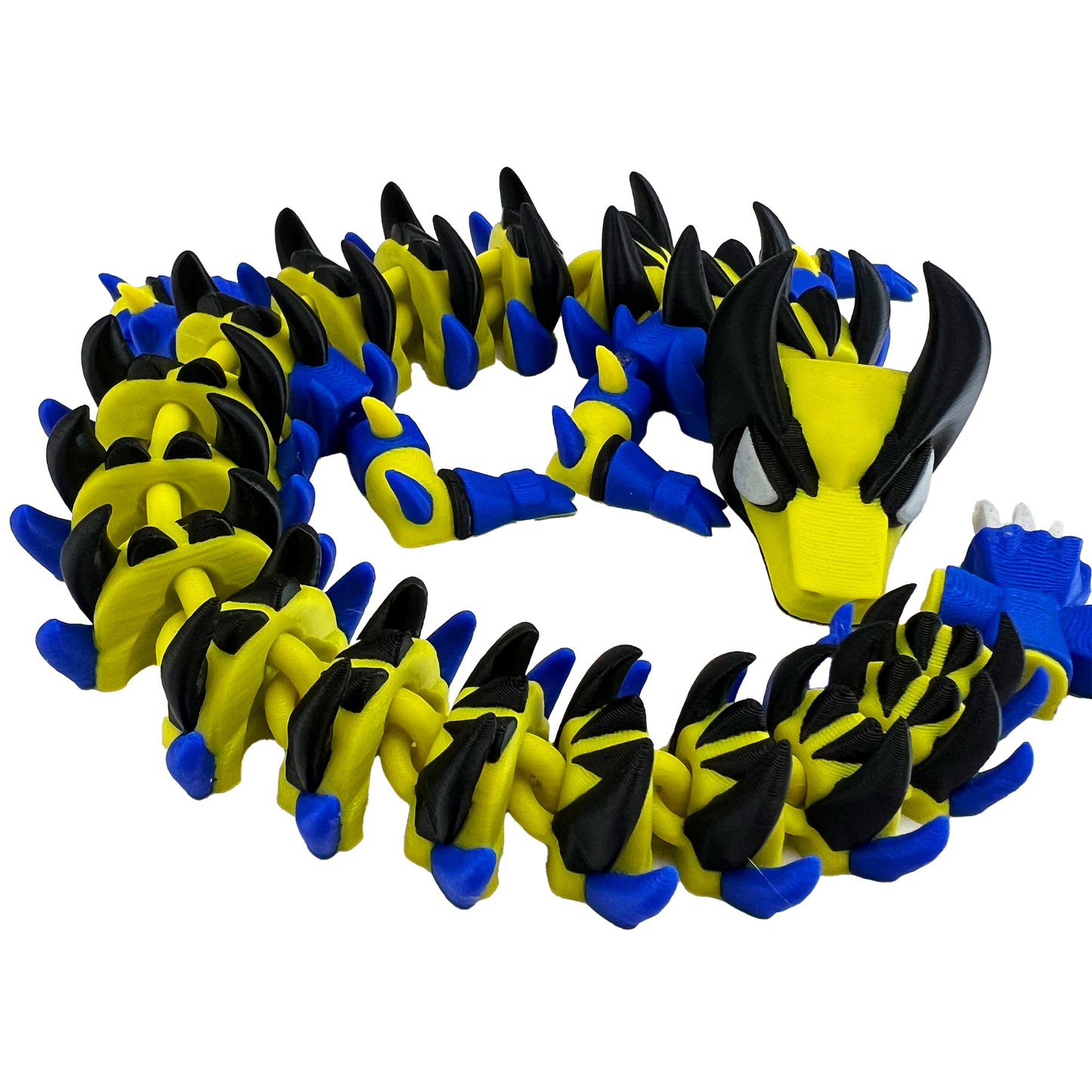 Clawstrike Dragon – 3D Printed Articulated Beast Dragon, Blue & Yellow Fantasy Toy with Clawed Paws