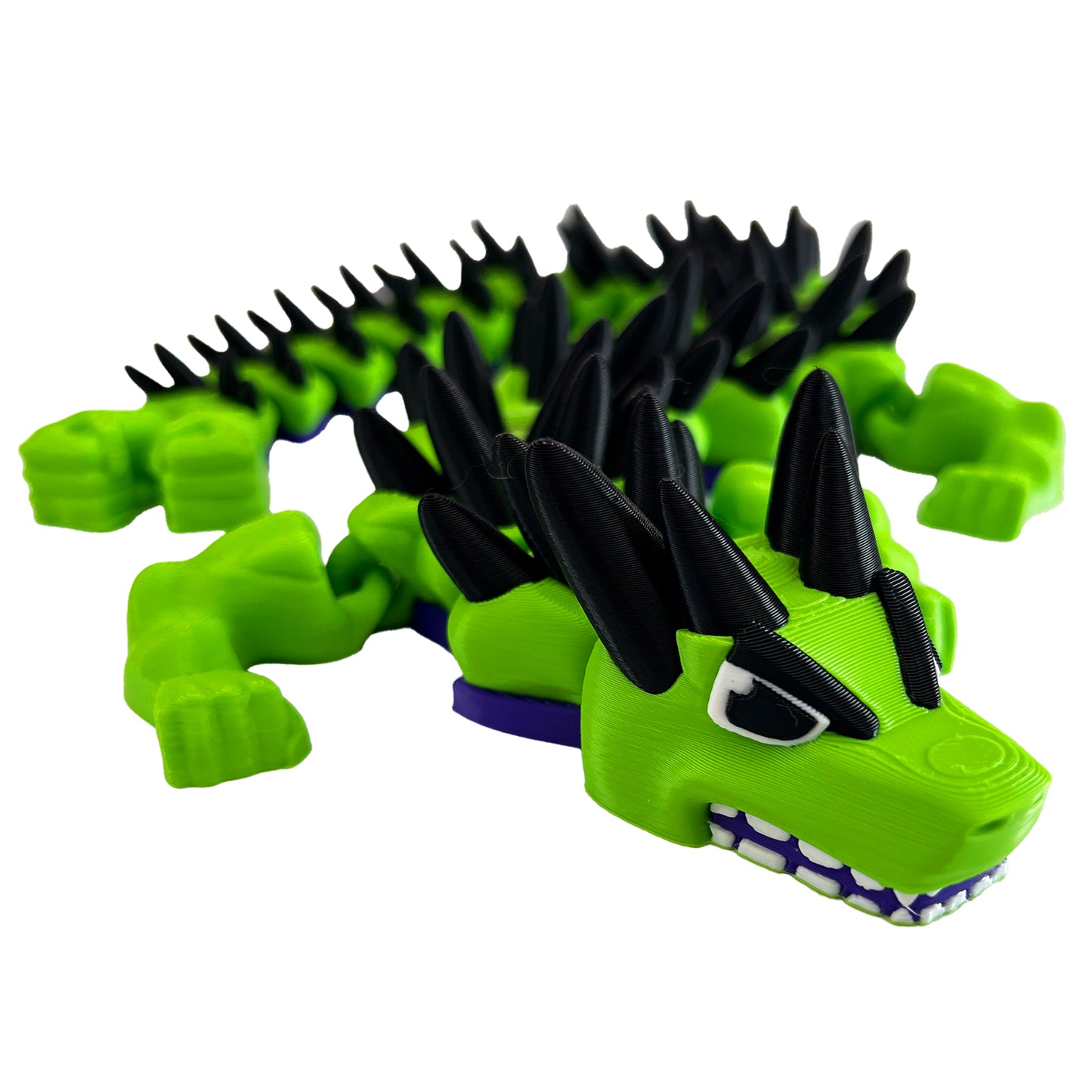 Toxiclash Dragon – 3D Printed Articulated Dragon Toy, Neon Green & Black Spiked Fantasy Creature