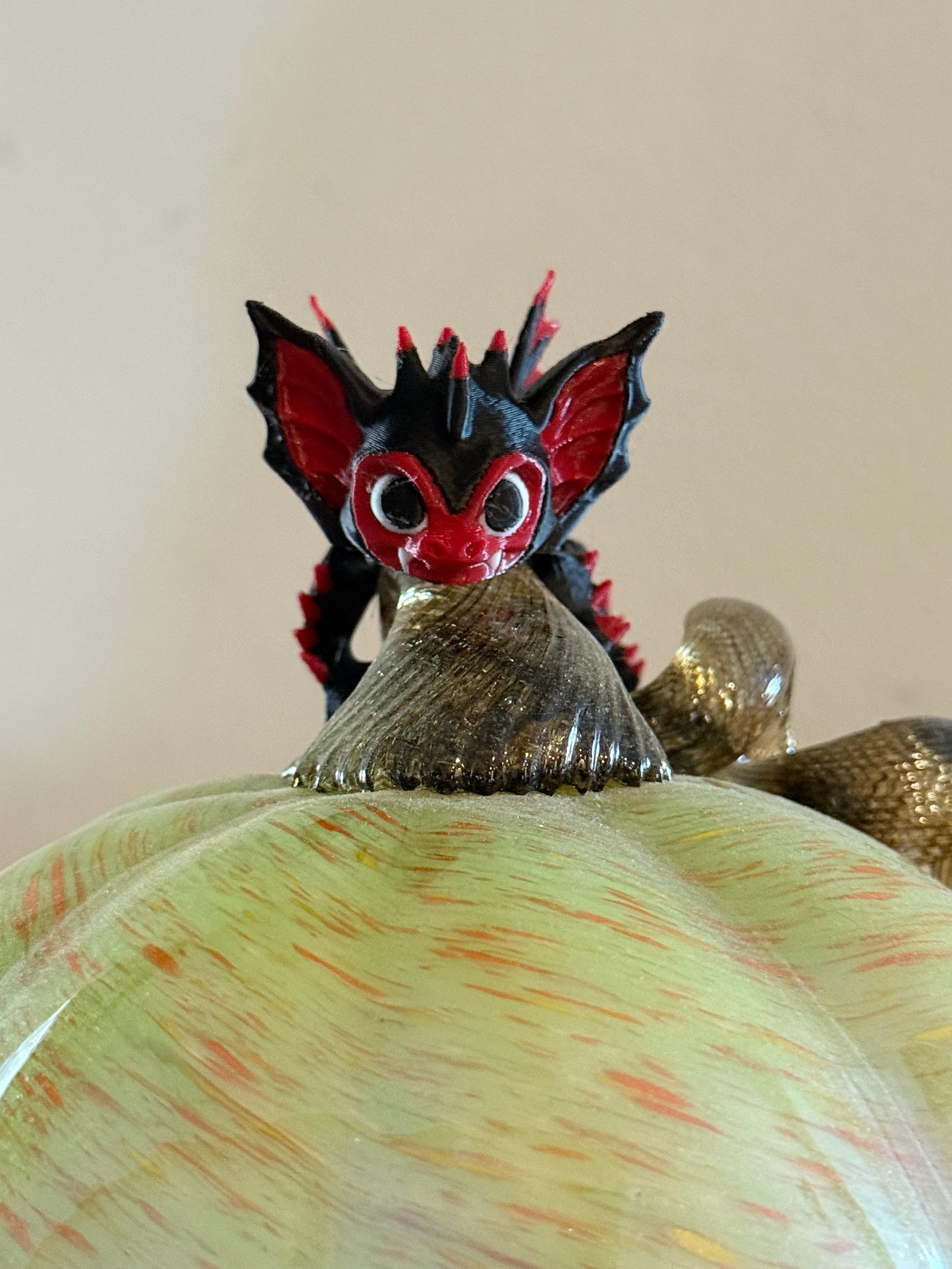 Bat Dragon 3D Printed Figure – Black & Red Articulated Fantasy Creature