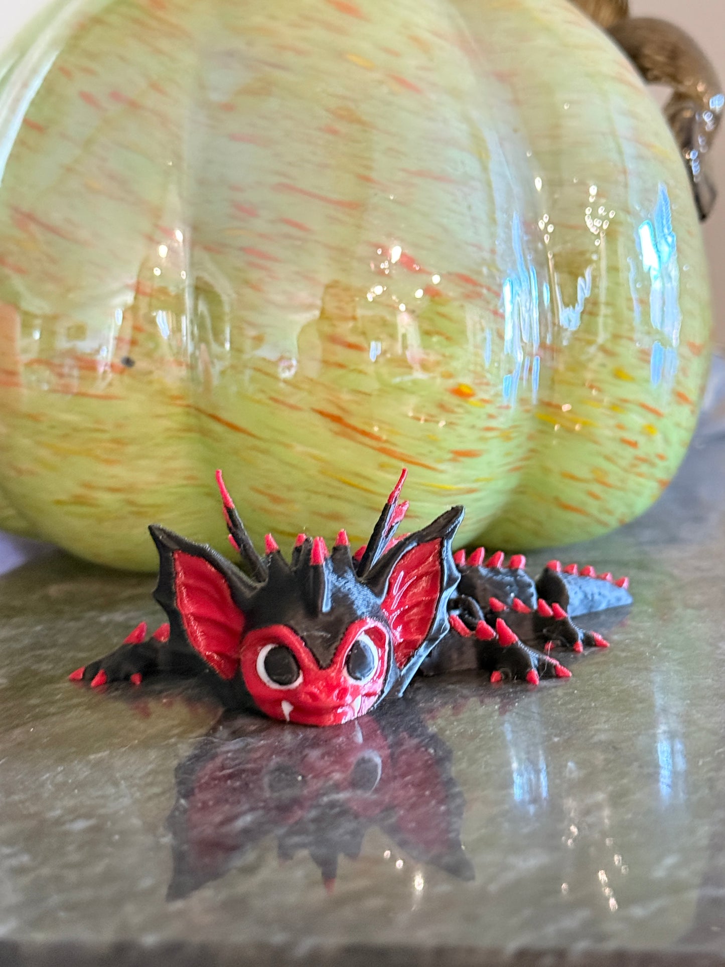 Bat Dragon 3D Printed Figure – Black & Red Articulated Fantasy Creature