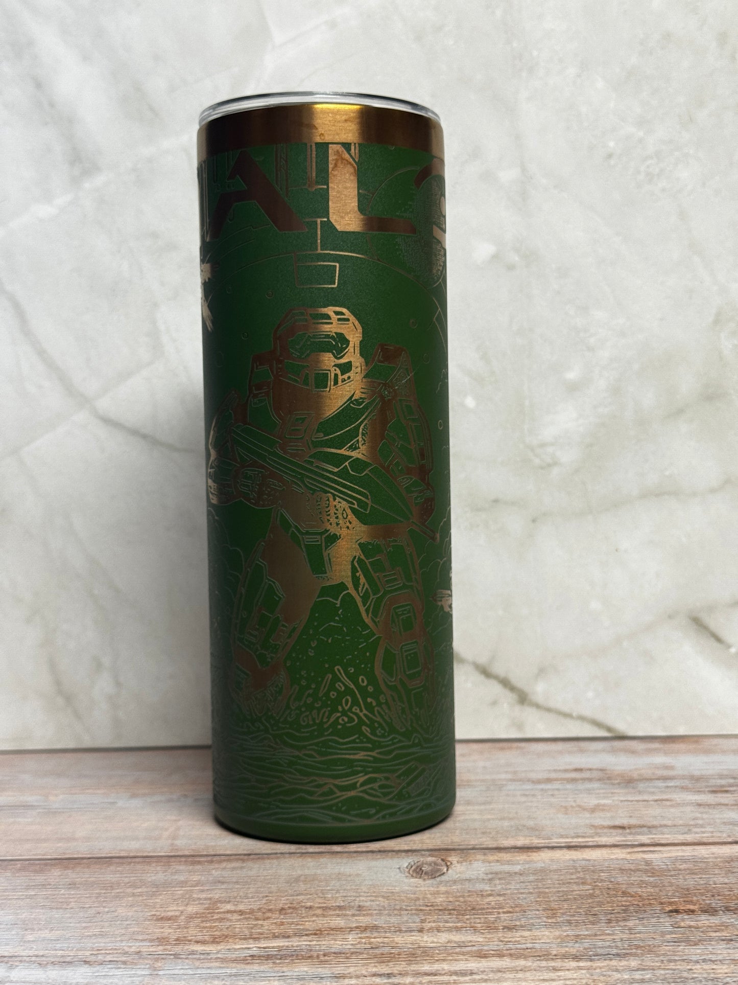 Halo Master Chief Laser Engraved Stainless Steel Tumbler – Gaming Fan Drinkware
