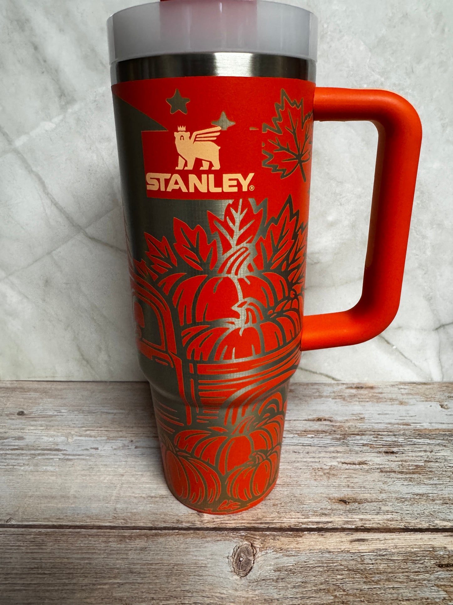 Fall Truck & Pumpkins Laser Engraved Tumbler | Autumn Stainless Steel Drinkware (20oz, 30oz, 40oz)