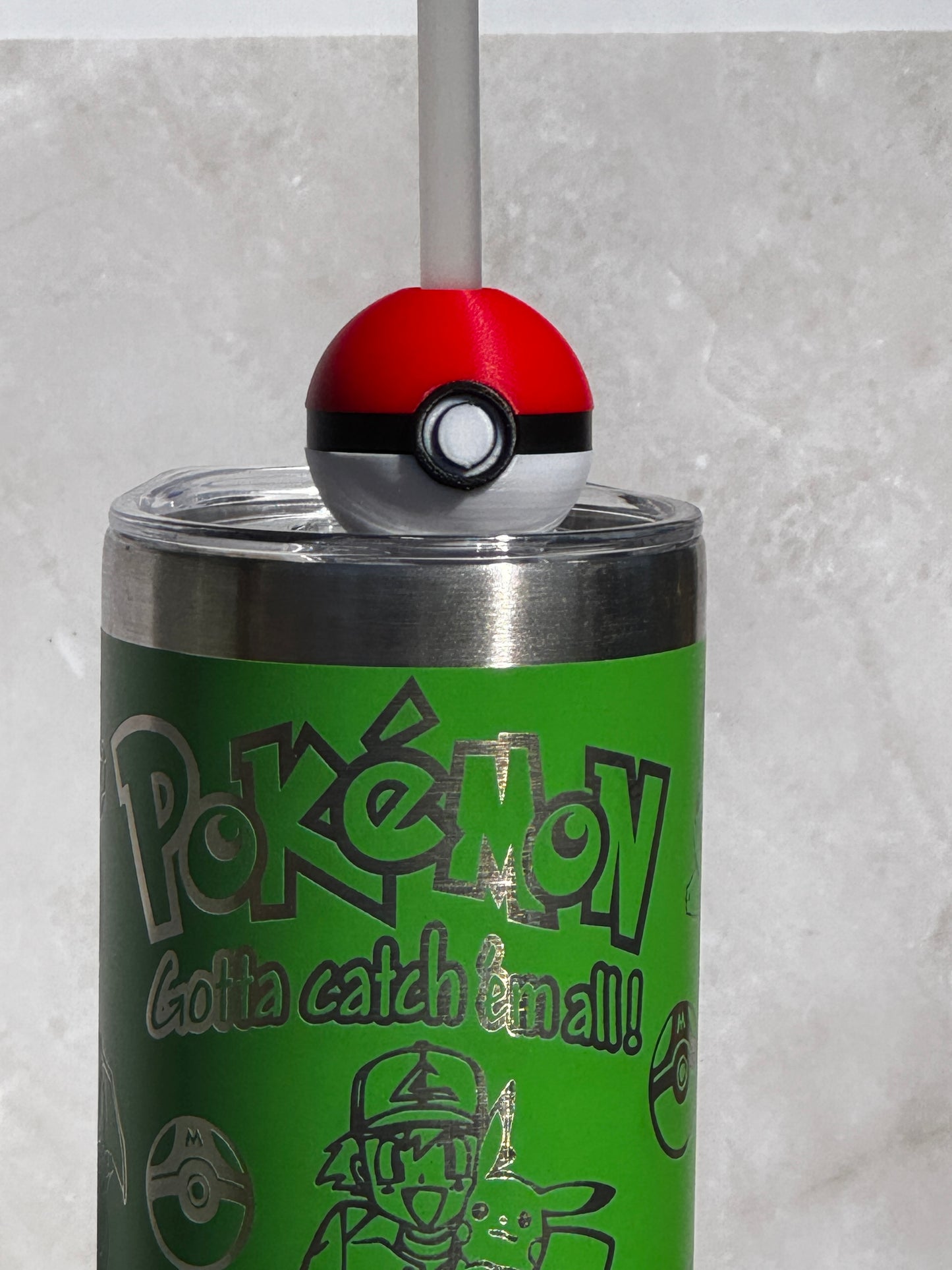 Poké Ball 3D Printed Straw Topper – Fun Cup Accessory