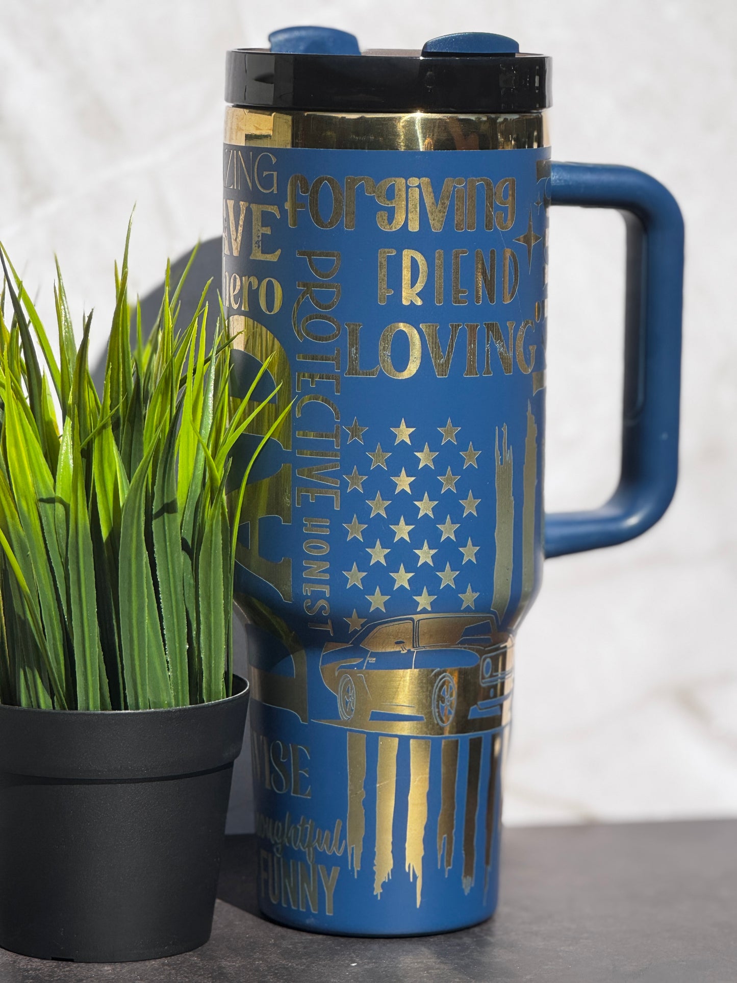 Laser Engraved “Dad” Tribute Stainless Steel Tumbler – 16oz, 20oz, 30oz, 40oz