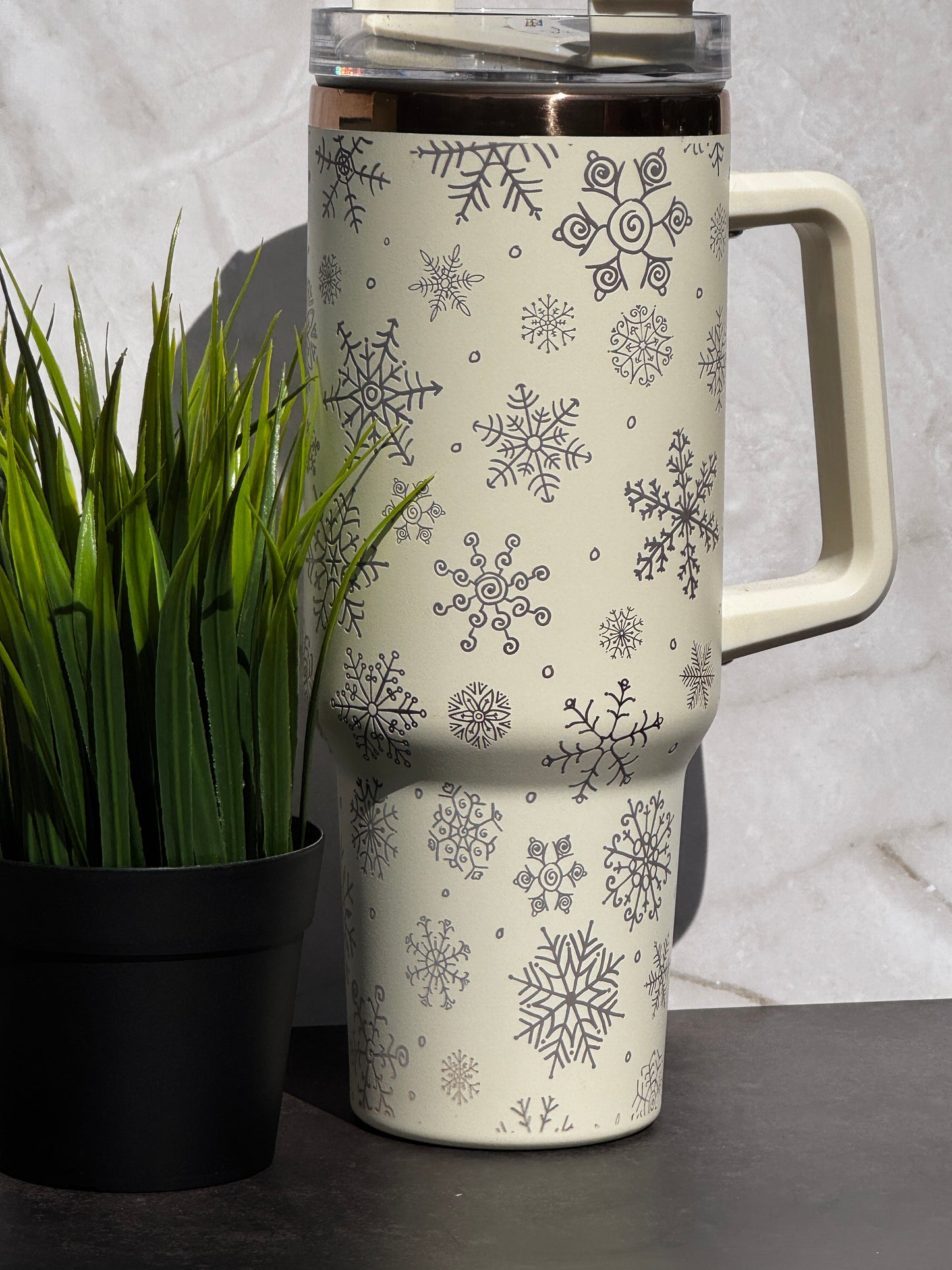 Snowflake Laser Engraved Stainless Steel Tumbler – 16oz, 20oz, 30oz, 40oz