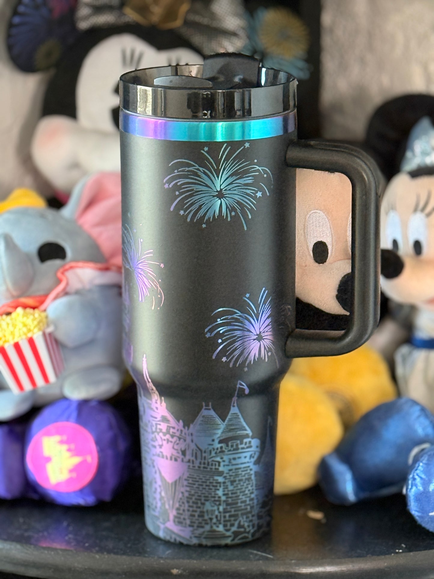 40oz Laser Engraved Fantasy Castle Tumbler with Handle | Dishwasher Safe Stainless Steel Travel Mug