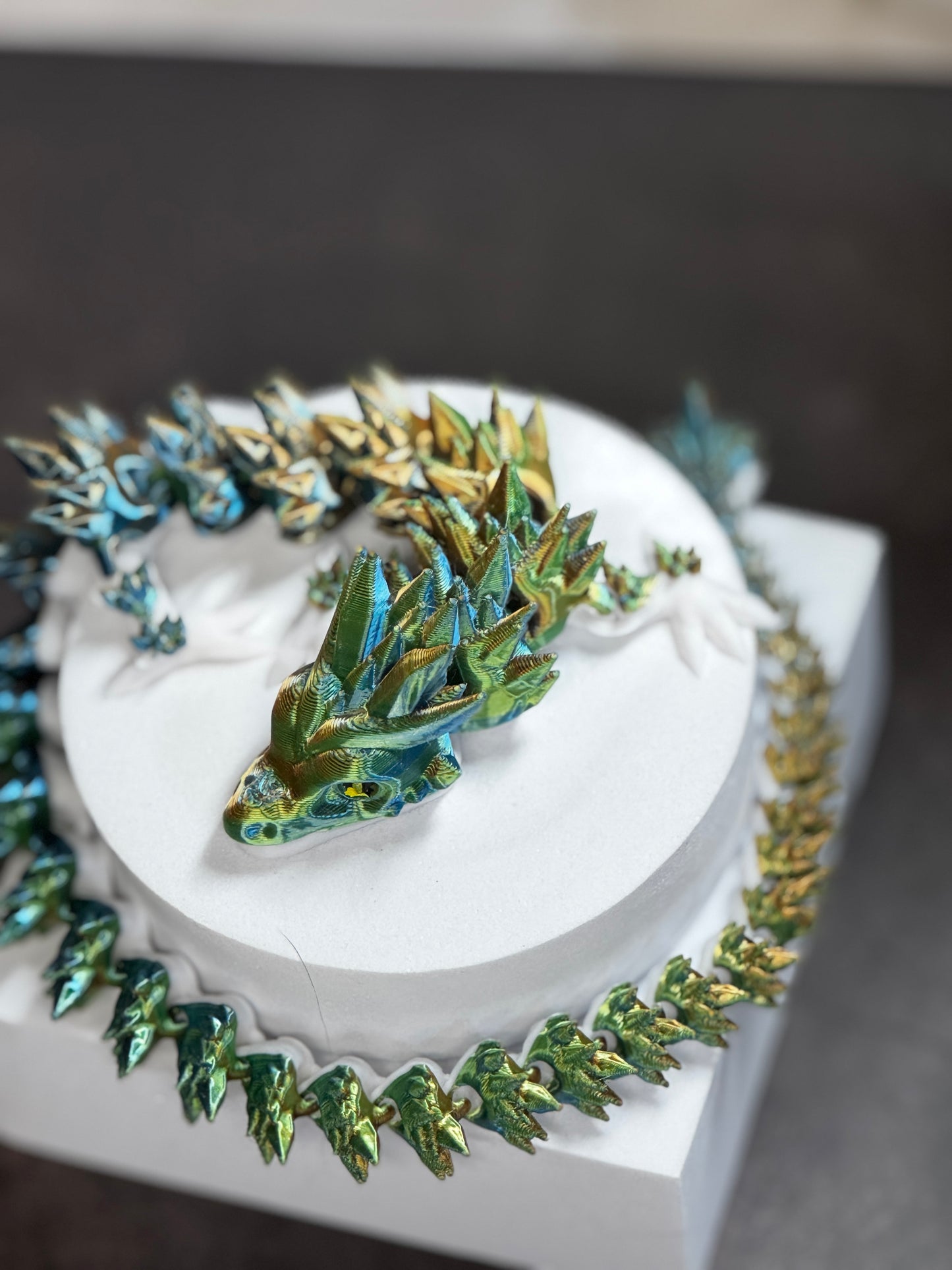 Gemscale Dragon – 3D Printed Articulated Fantasy Creature, Random Colors, Poseable Collectible Toy