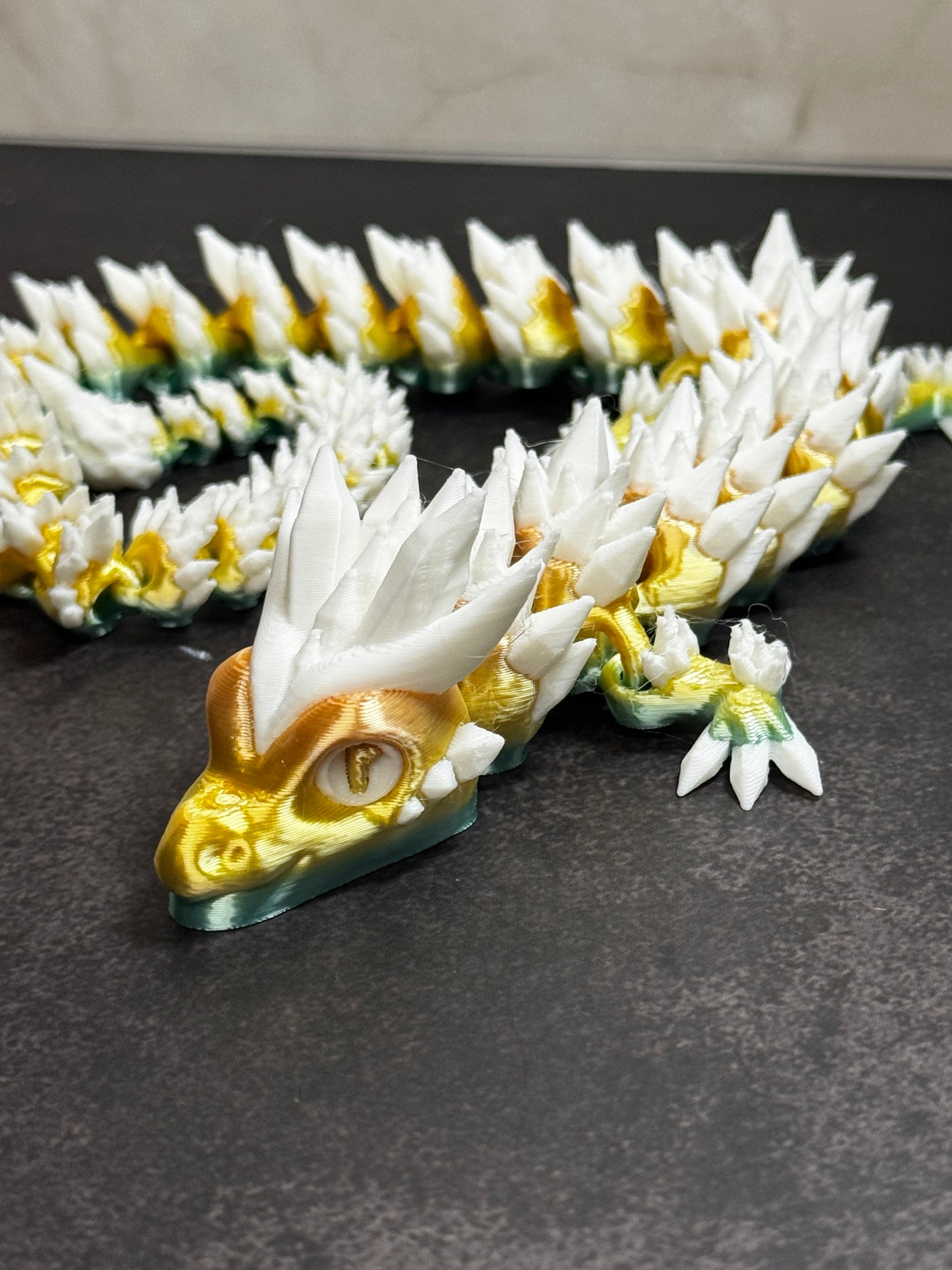 Mystic Serpent – 3D Printed Articulated Dragon Toy, Random Two-Tone Colors, Fantasy Fidget Creature