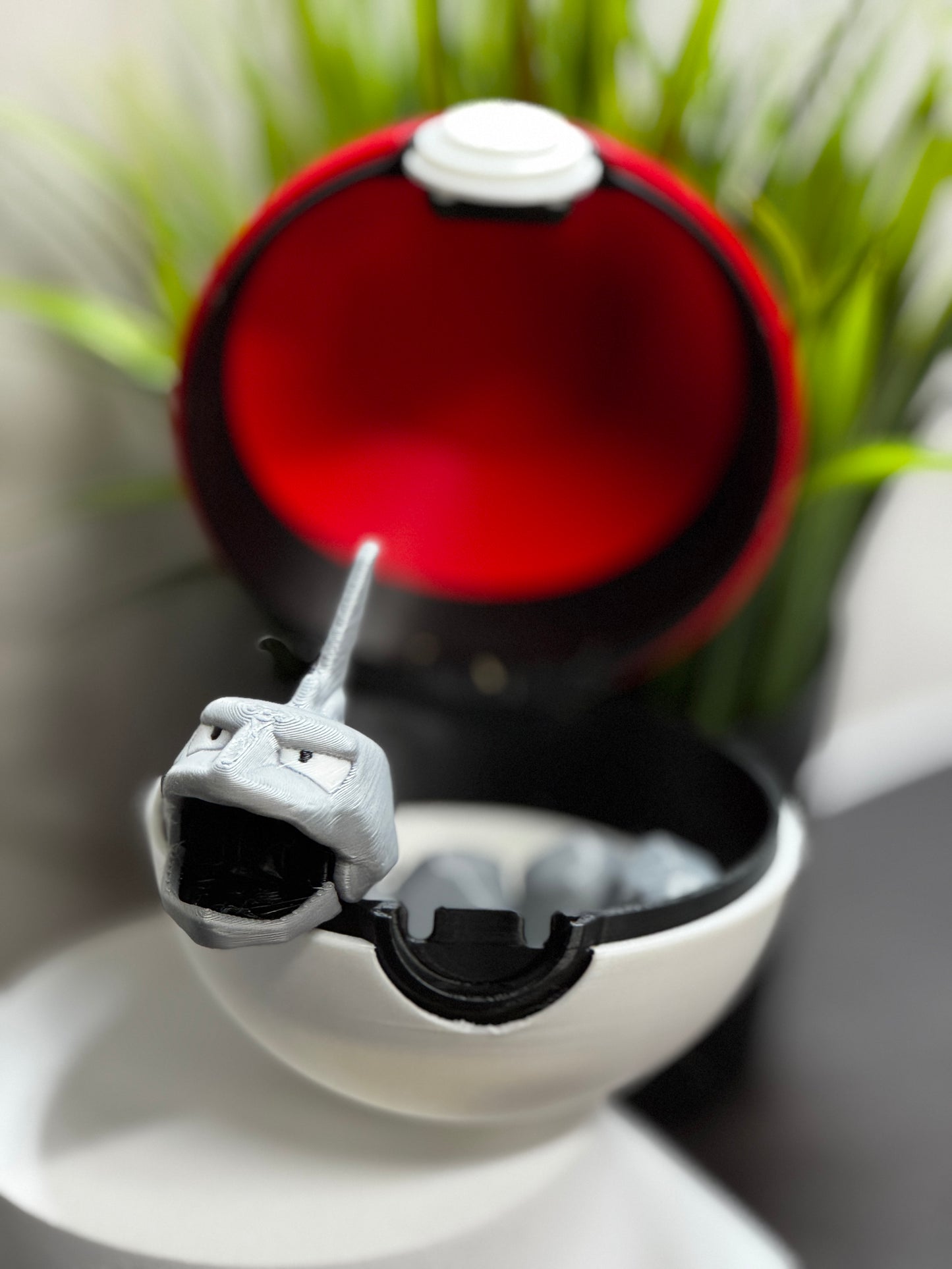 Mystery Creature Capture Ball – Surprise Articulated Toy Inside, 3D Printed Collectible Capsule, Red & White Ball