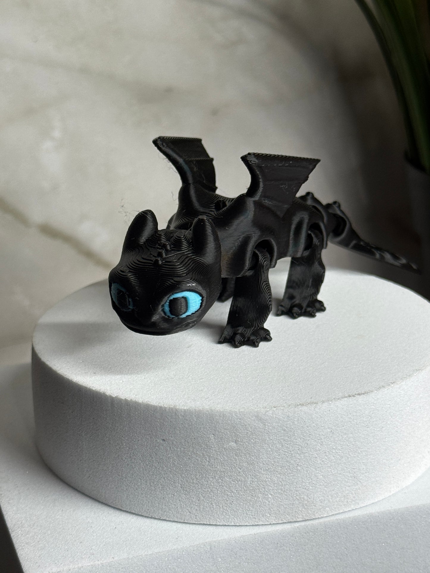 Nightwing – 3D Printed Mini Dragon, Articulated Black Dragon Figurine, Fantasy Creature Toy