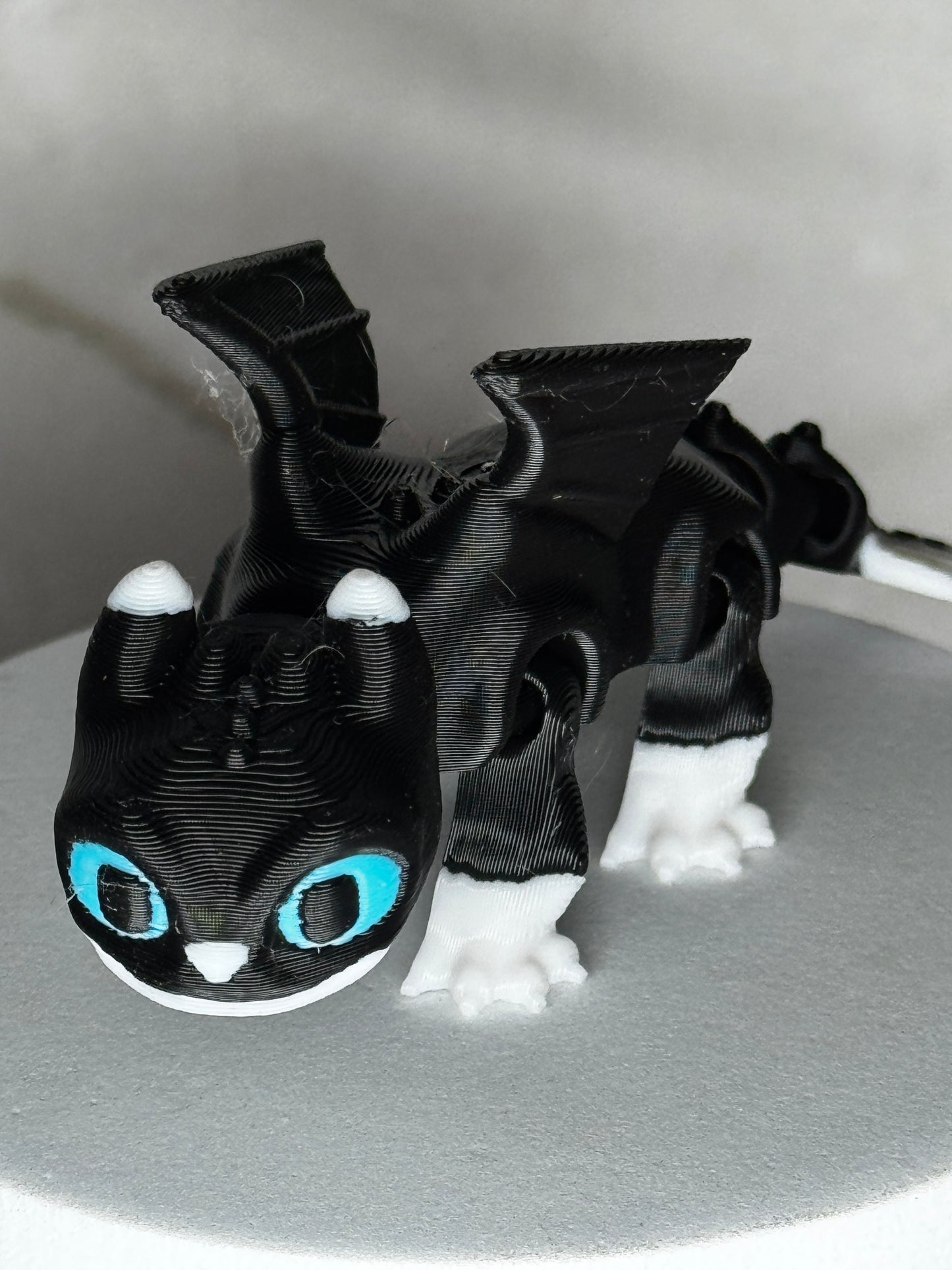 Nightshade – 3D Printed Dragon Cat Hybrid, Articulated Desk Pet, Cute Fantasy Creature Figurine