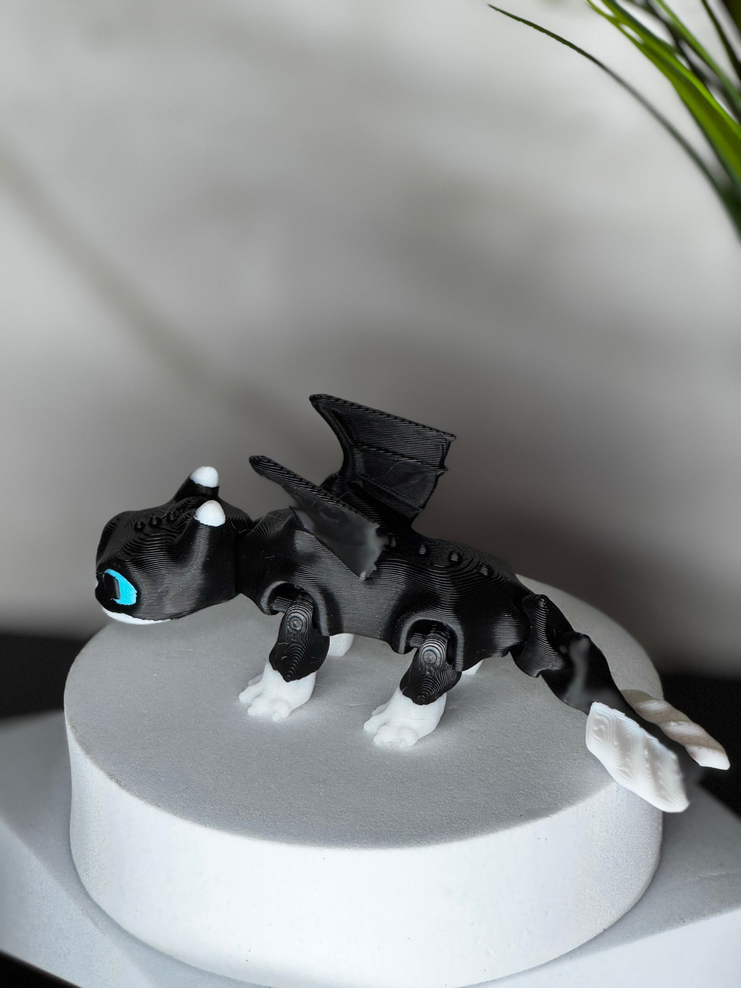Nightshade – 3D Printed Dragon Cat Hybrid, Articulated Desk Pet, Cute Fantasy Creature Figurine