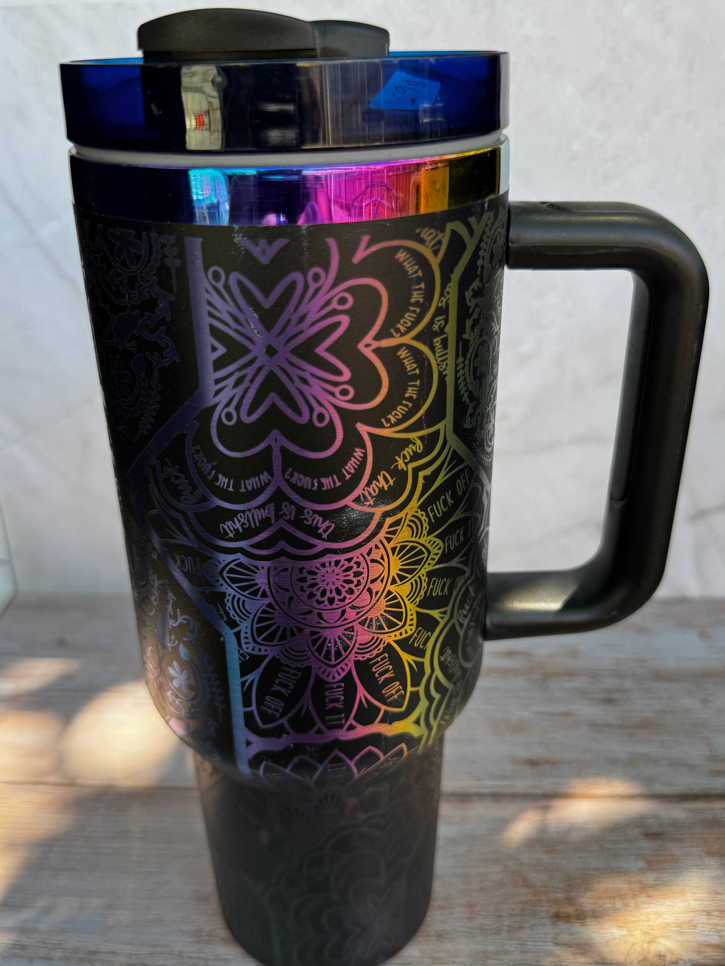 Mandala "F-Word" Engraved Stainless Steel Tumbler – 16oz, 20oz, 30oz, 40oz