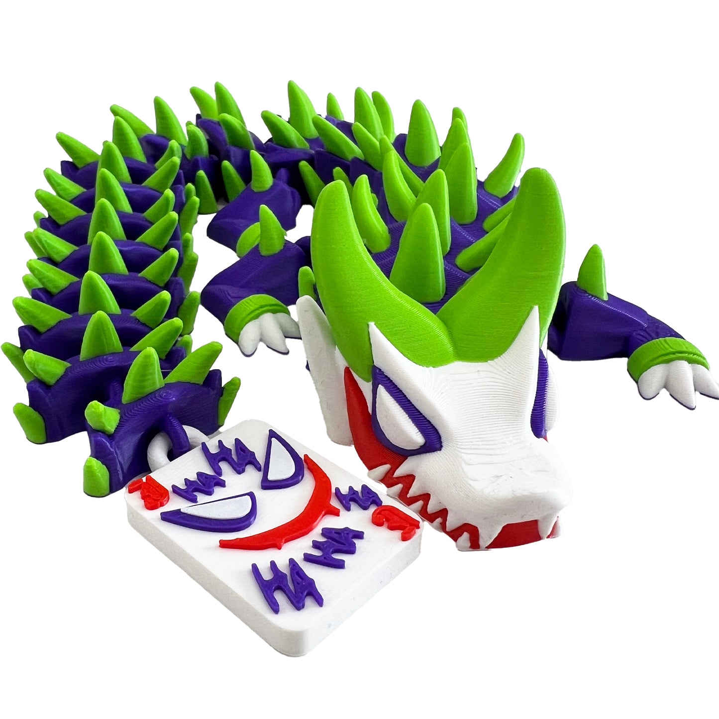 Trickfang Dragon – 3D Printed Articulated Fantasy Creature, Neon Spiked Mischief Dragon Toy
