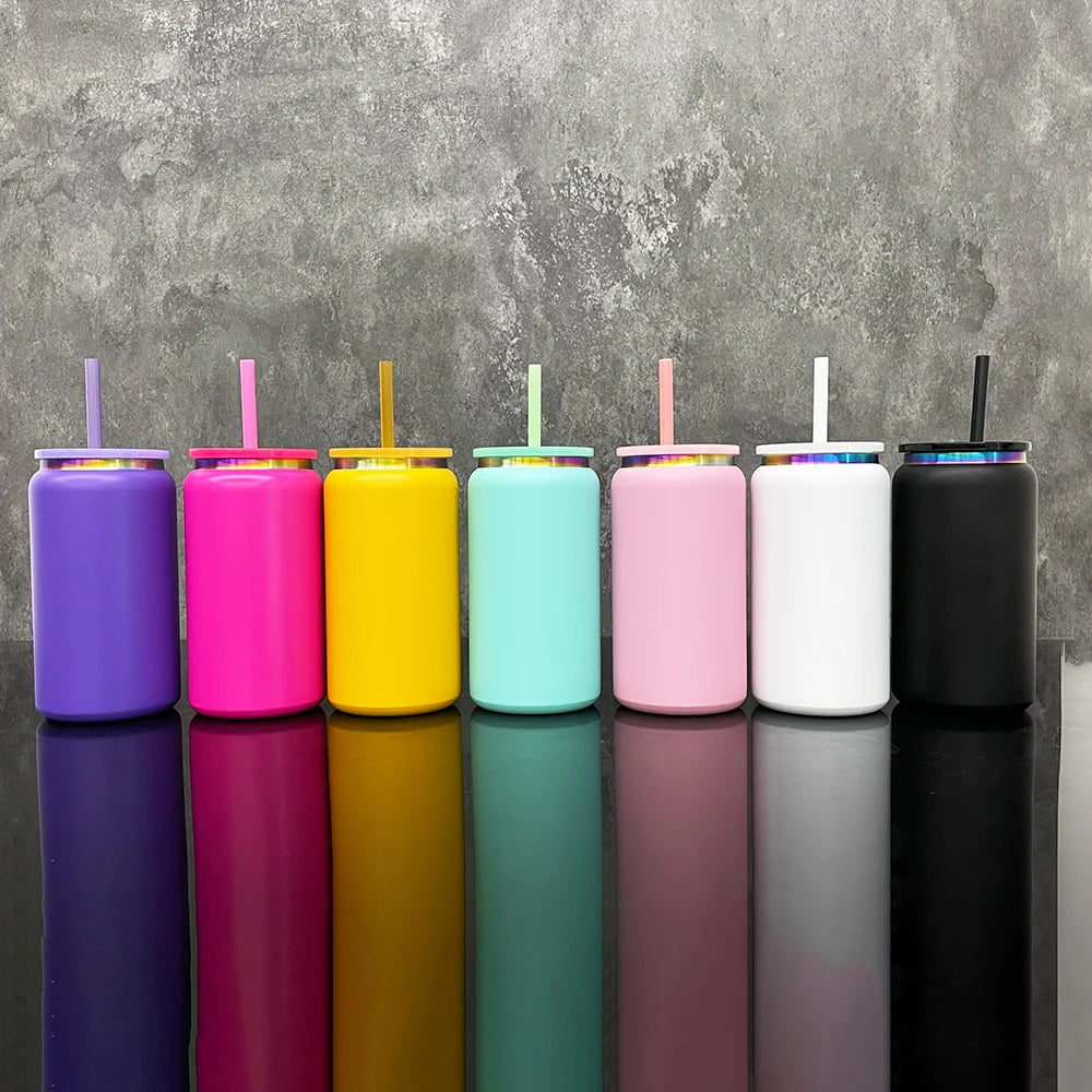 Custom 16oz Beer Can Tumbler | Personalized Laser Engraved Cup With Lid & Straw