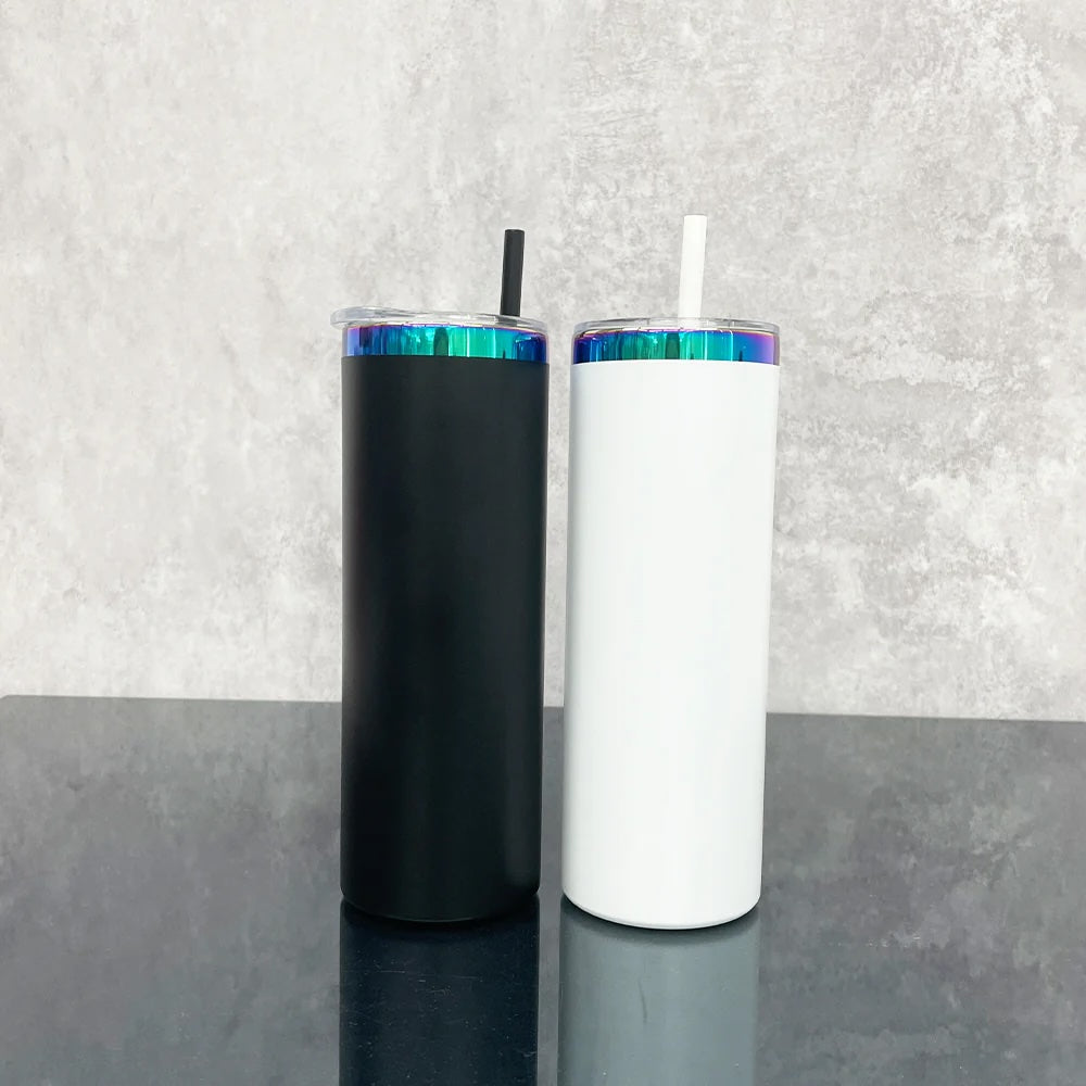 Custom 20oz Straight Tumbler | Personalized Laser Engraved Stainless Cup With Lid & Straw