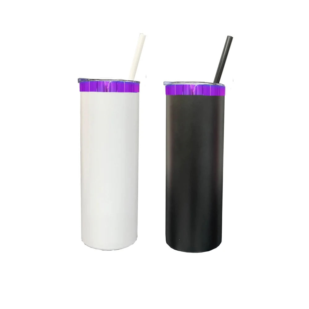 Custom 20oz Straight Tumbler | Personalized Laser Engraved Stainless Cup With Lid & Straw