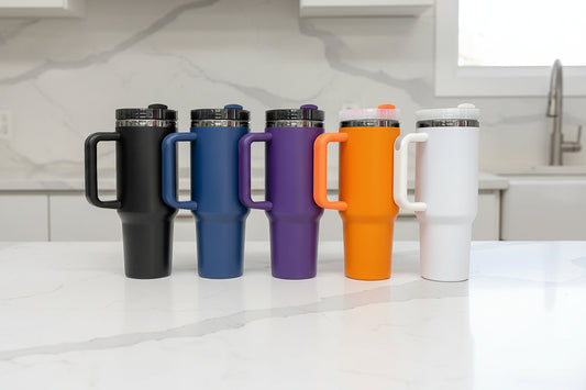 Custom 40oz Side Handle Tumbler | Personalized Laser Engraved Mega Cup With Straw & Lid