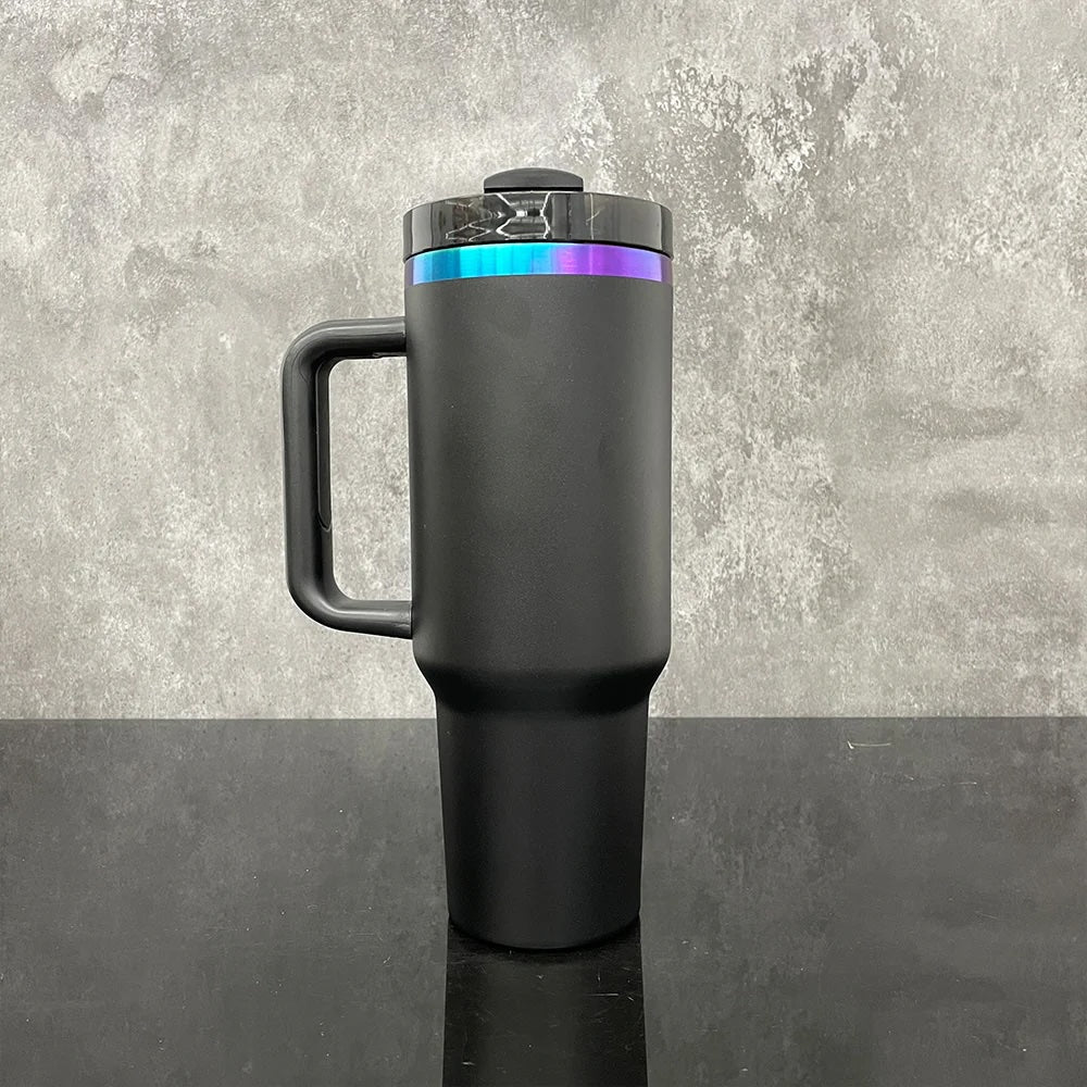 Custom 40oz Side Handle Tumbler | Personalized Laser Engraved Mega Cup With Straw & Lid