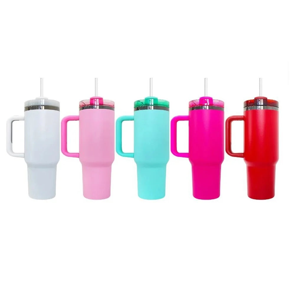 Custom 40oz Side Handle Tumbler | Personalized Laser Engraved Mega Cup With Straw & Lid