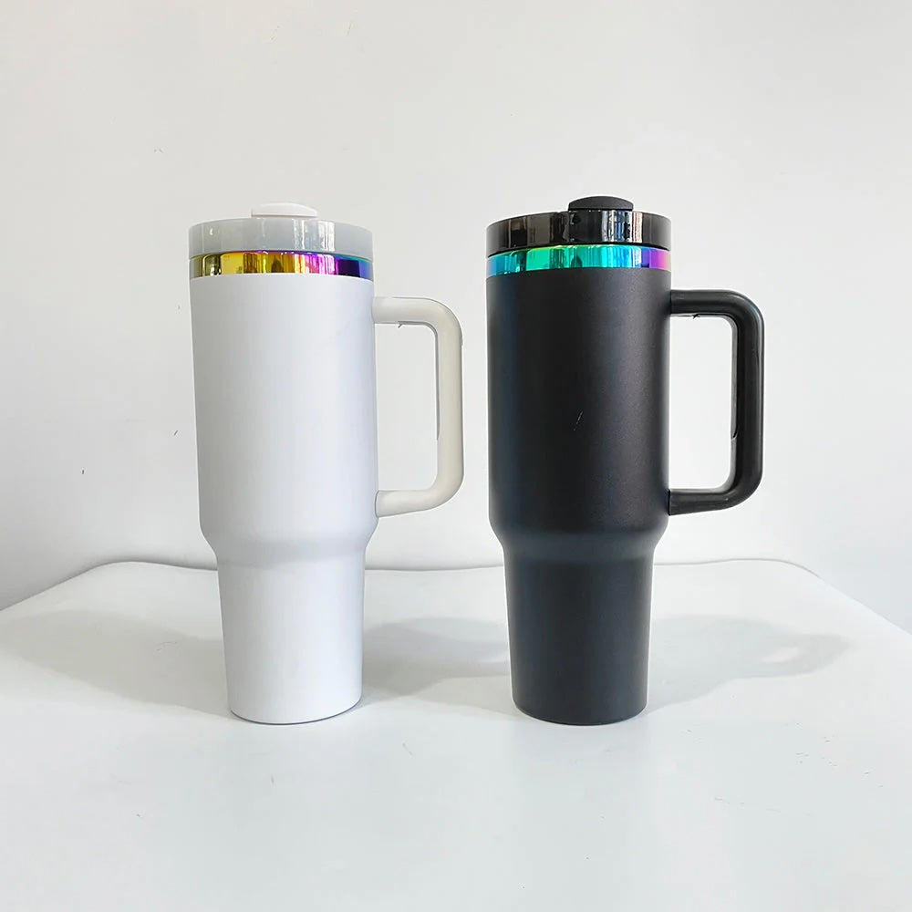 Custom 40oz Side Handle Tumbler | Personalized Laser Engraved Mega Cup With Straw & Lid