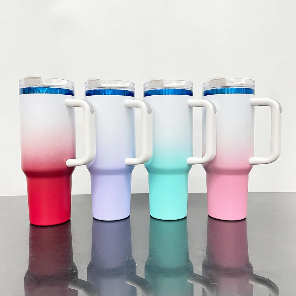 Custom 40oz Side Handle Tumbler | Personalized Laser Engraved Mega Cup With Straw & Lid