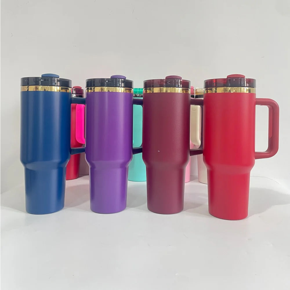 Custom 40oz Side Handle Tumbler | Personalized Laser Engraved Mega Cup With Straw & Lid