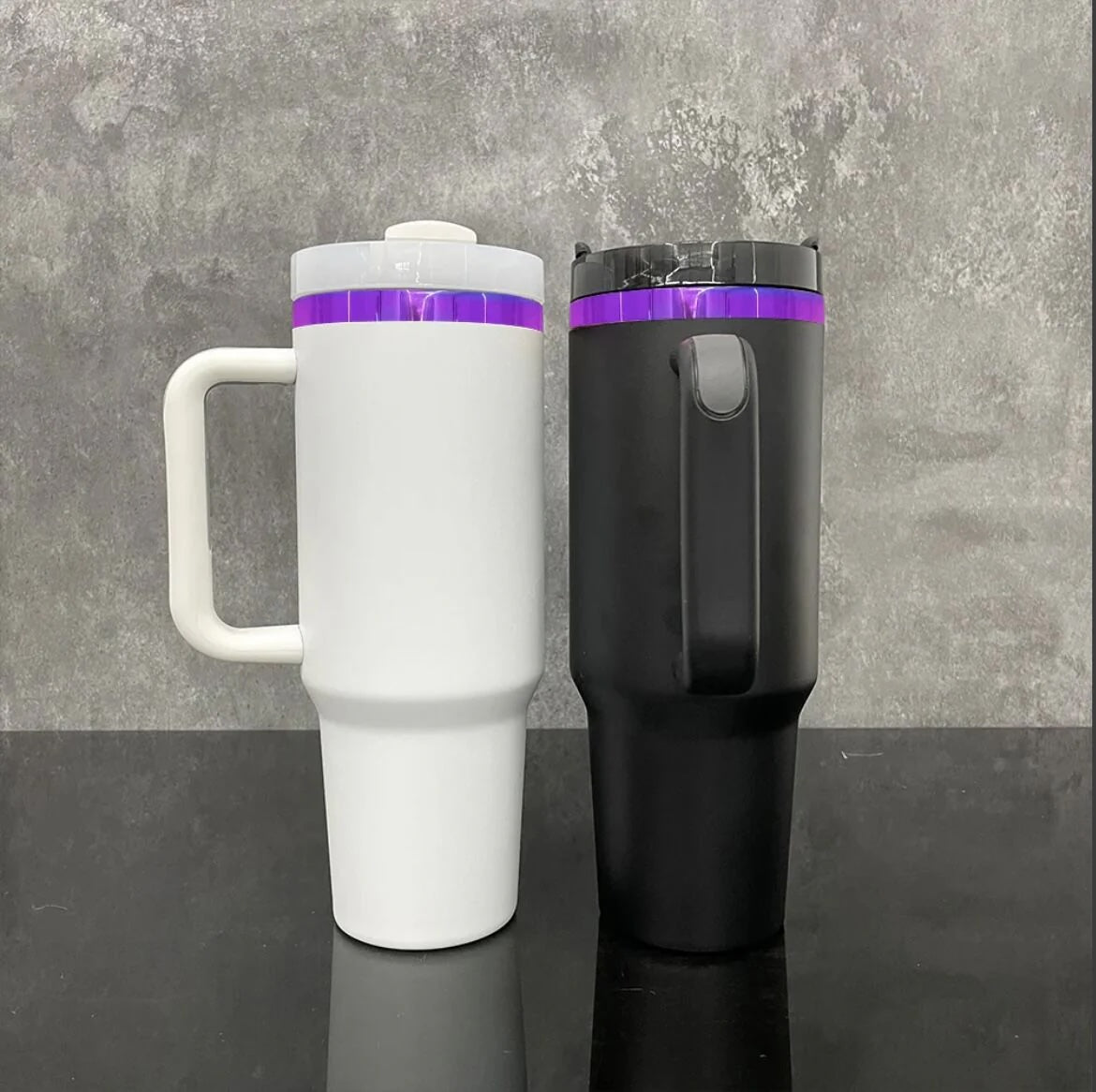 Custom 40oz Side Handle Tumbler | Personalized Laser Engraved Mega Cup With Straw & Lid