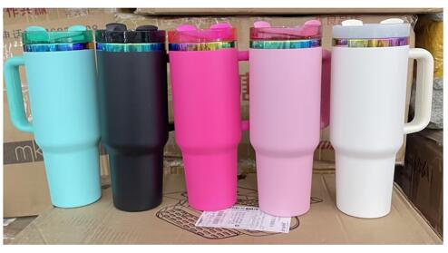 Custom 40oz Side Handle Tumbler | Personalized Laser Engraved Mega Cup With Straw & Lid