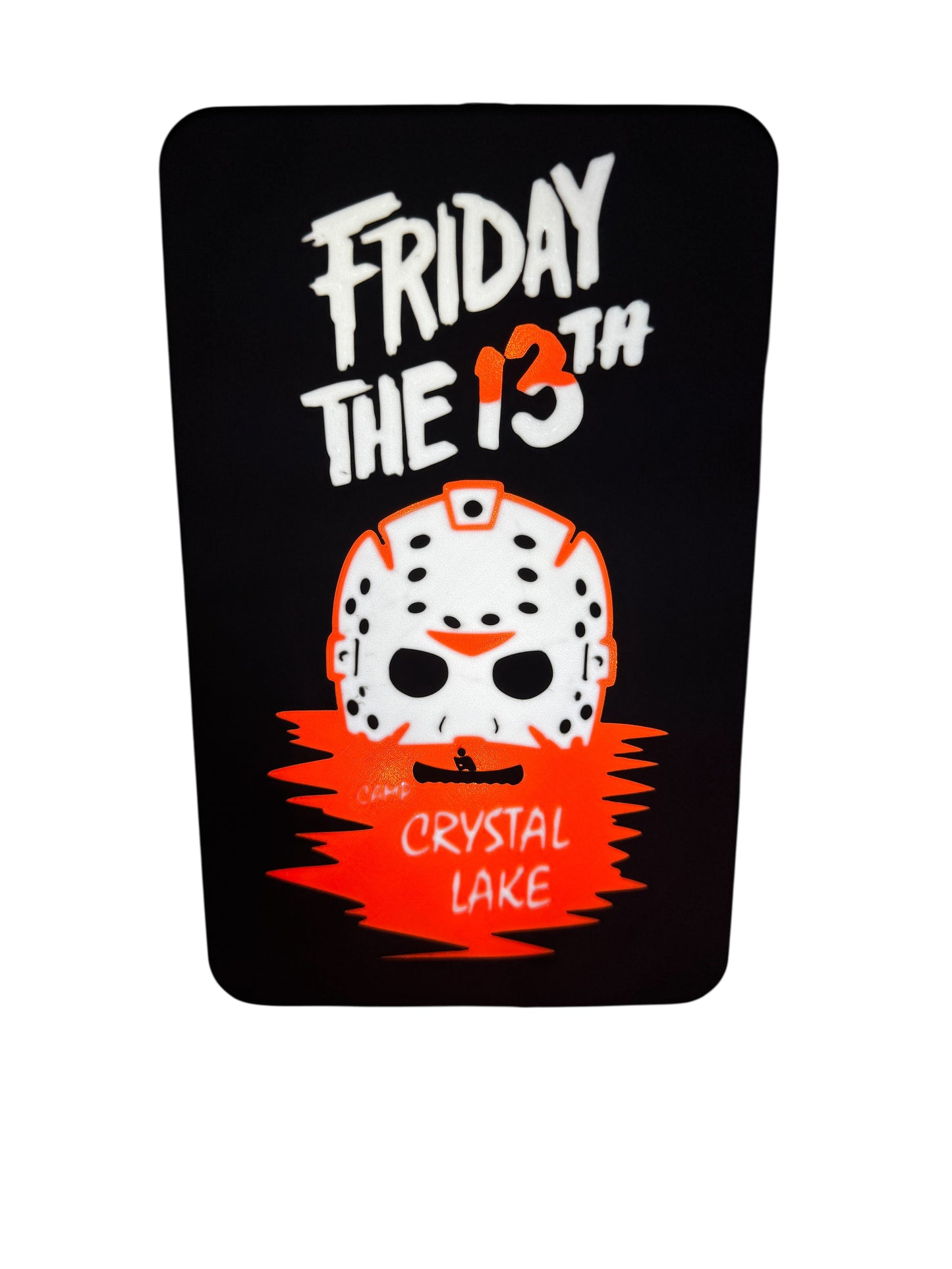 Friday the 13th 3D Printed LED Sign – Horror Movie Inspired Crystal Lake Decor, Custom Made LED Wall Light