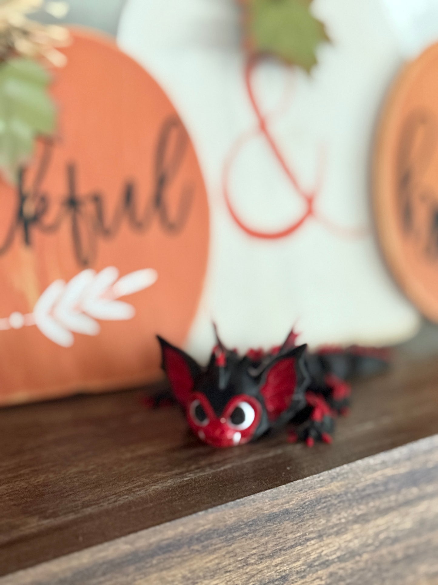 Bat Dragon 3D Printed Figure – Black & Red Articulated Fantasy Creature