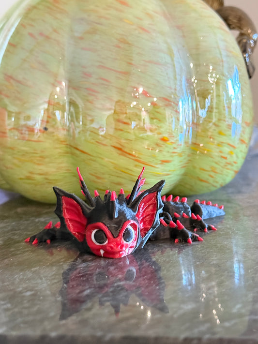 Bat Dragon 3D Printed Figure – Black & Red Articulated Fantasy Creature