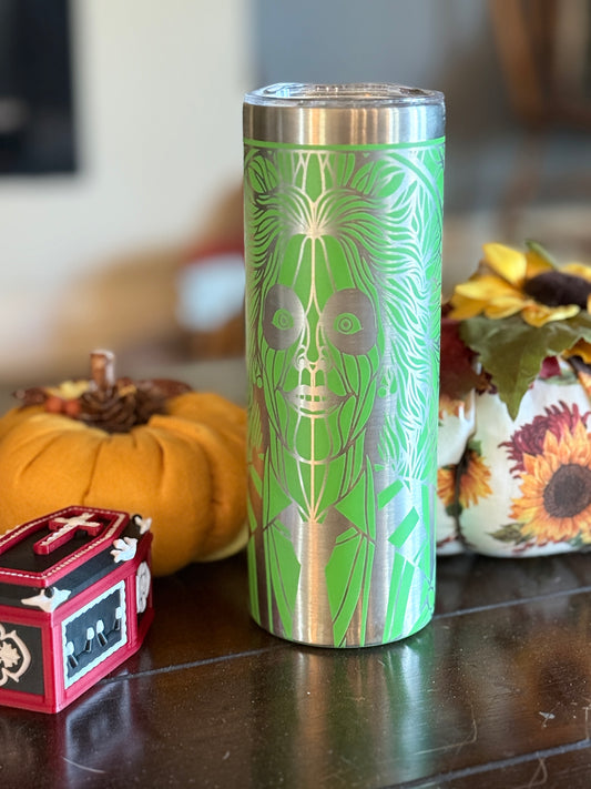 Beetlejuice Themed Laser Engraved Tumbler | Horror Stainless Steel Drinkware (20oz, 30oz, 40oz)