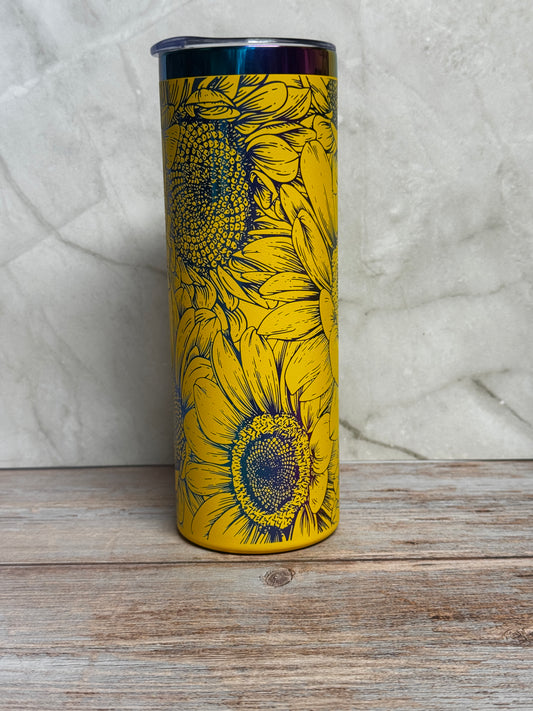 Sunflower Laser Engraved Stainless Steel Tumbler – Floral Drinkware