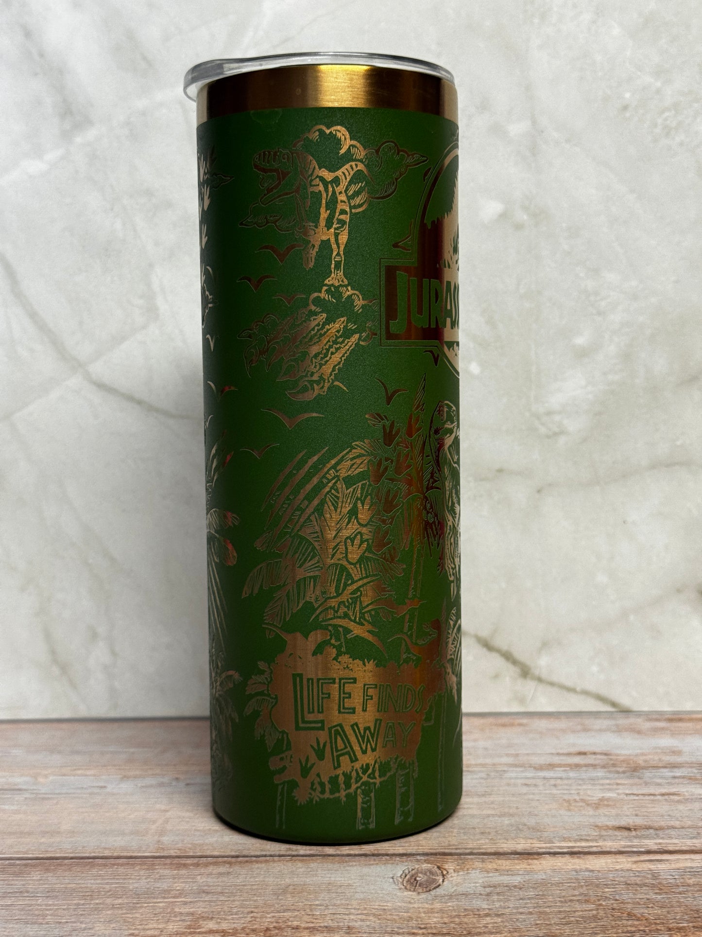 JP Laser Engraved Stainless Steel Tumbler – Dinosaur Fan Drinkware