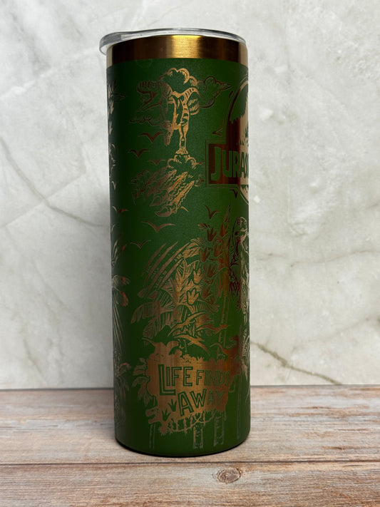 JP Laser Engraved Stainless Steel Tumbler – Dinosaur Fan Drinkware