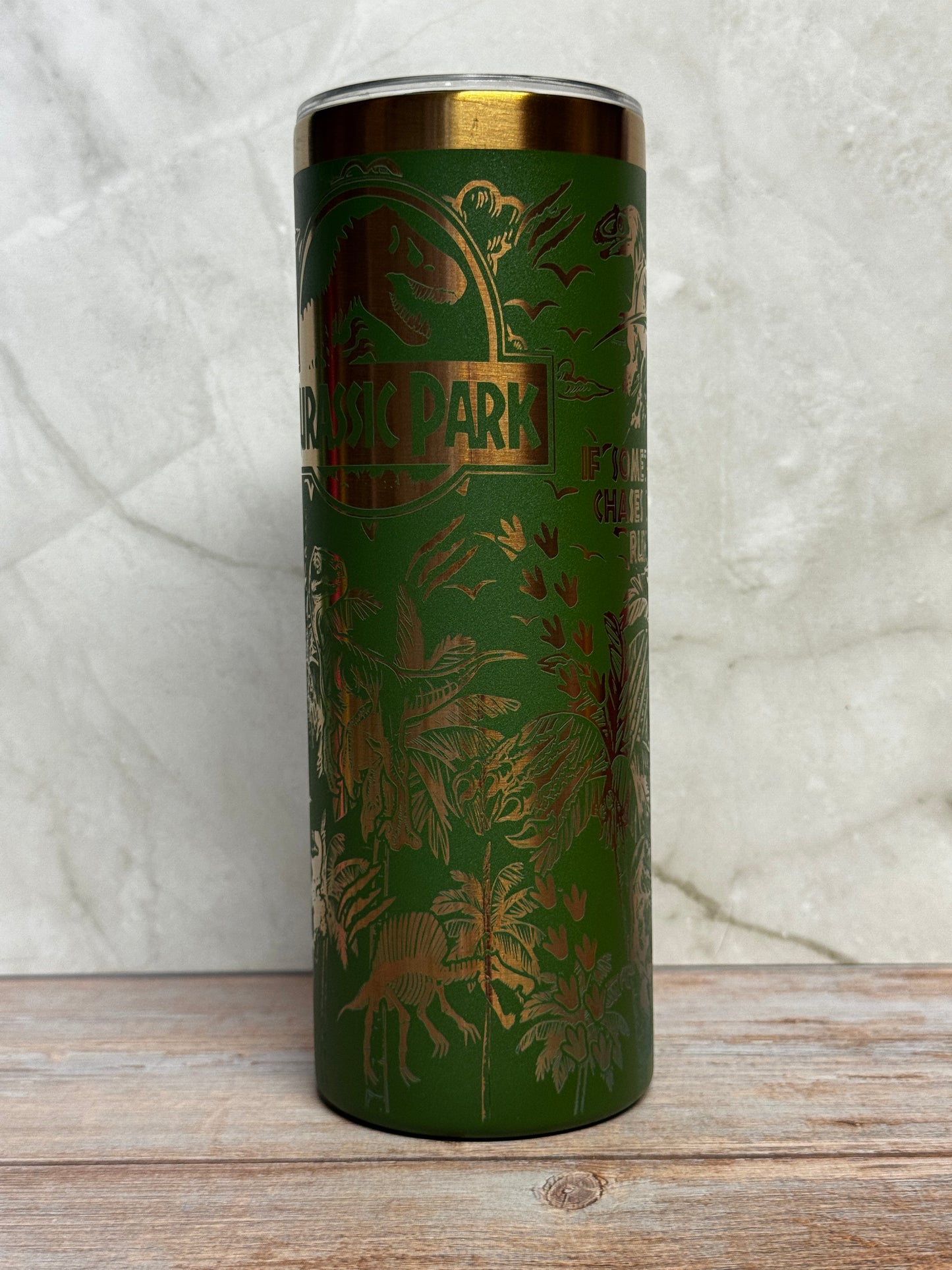 JP Laser Engraved Stainless Steel Tumbler – Dinosaur Fan Drinkware