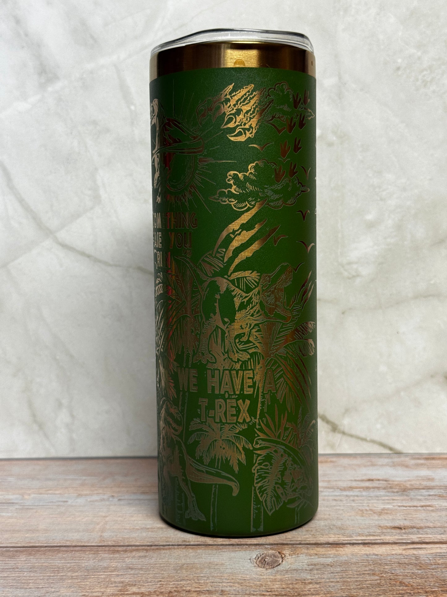 JP Laser Engraved Stainless Steel Tumbler – Dinosaur Fan Drinkware