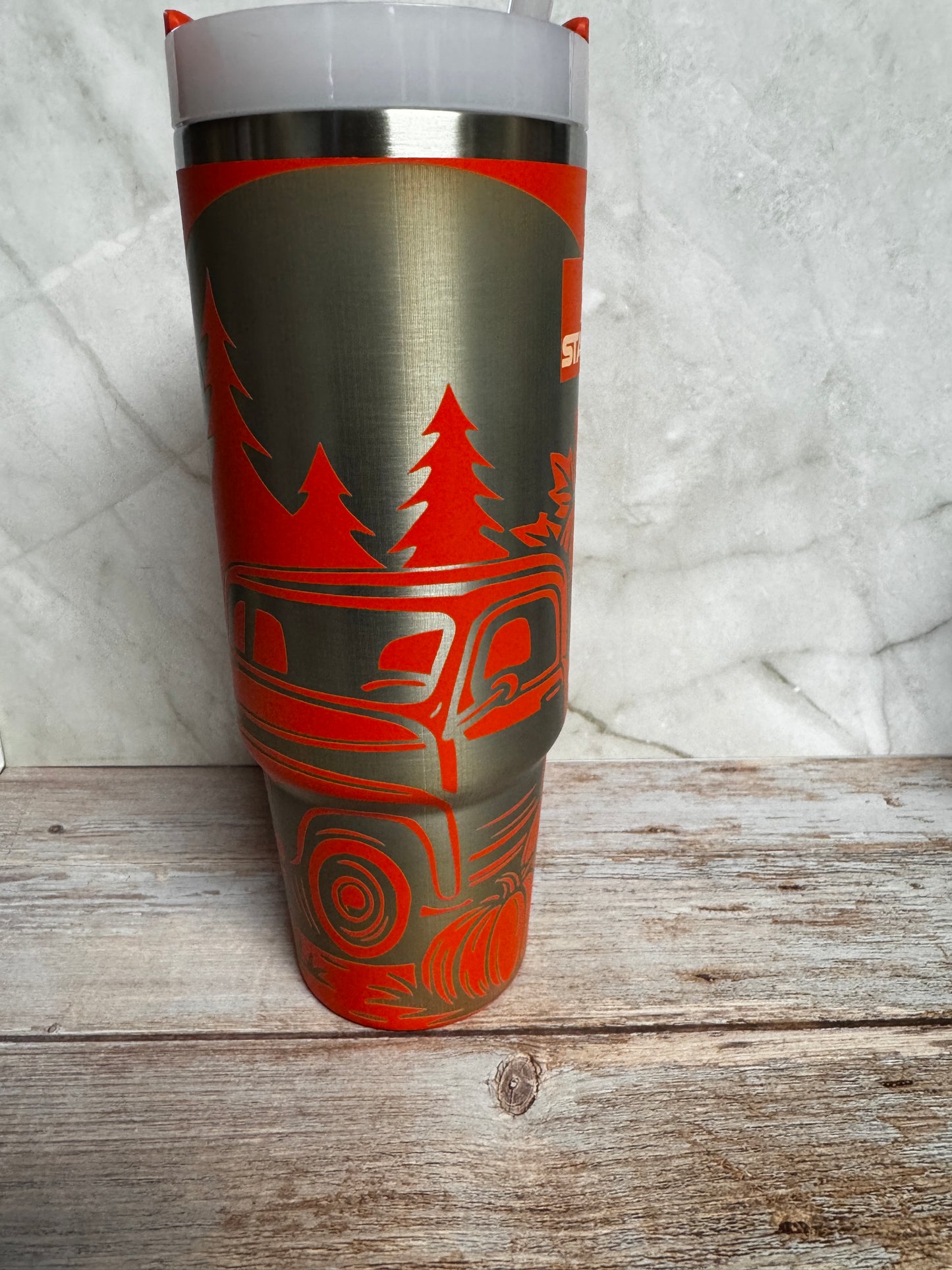 Fall Truck & Pumpkins Laser Engraved Tumbler | Autumn Stainless Steel Drinkware (20oz, 30oz, 40oz)