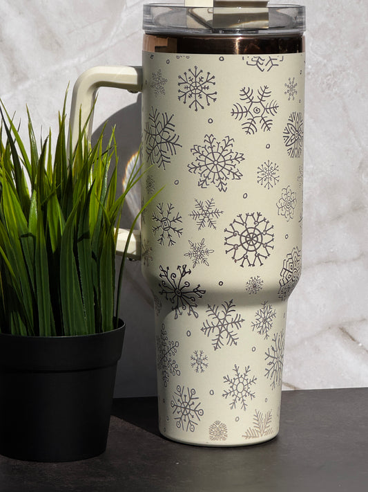 Snowflake Laser Engraved Stainless Steel Tumbler – 16oz, 20oz, 30oz, 40oz