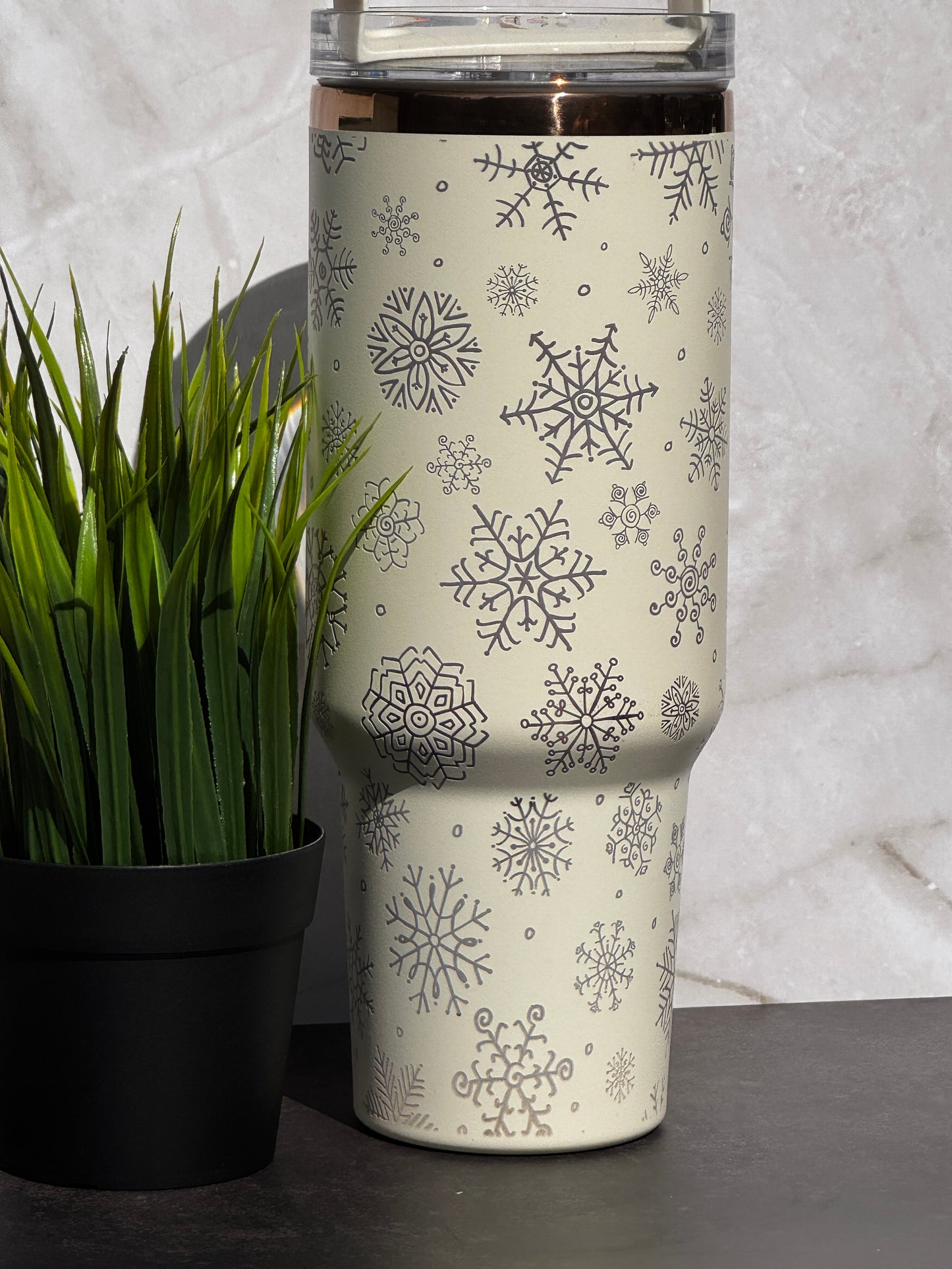 Snowflake Laser Engraved Stainless Steel Tumbler – 16oz, 20oz, 30oz, 40oz