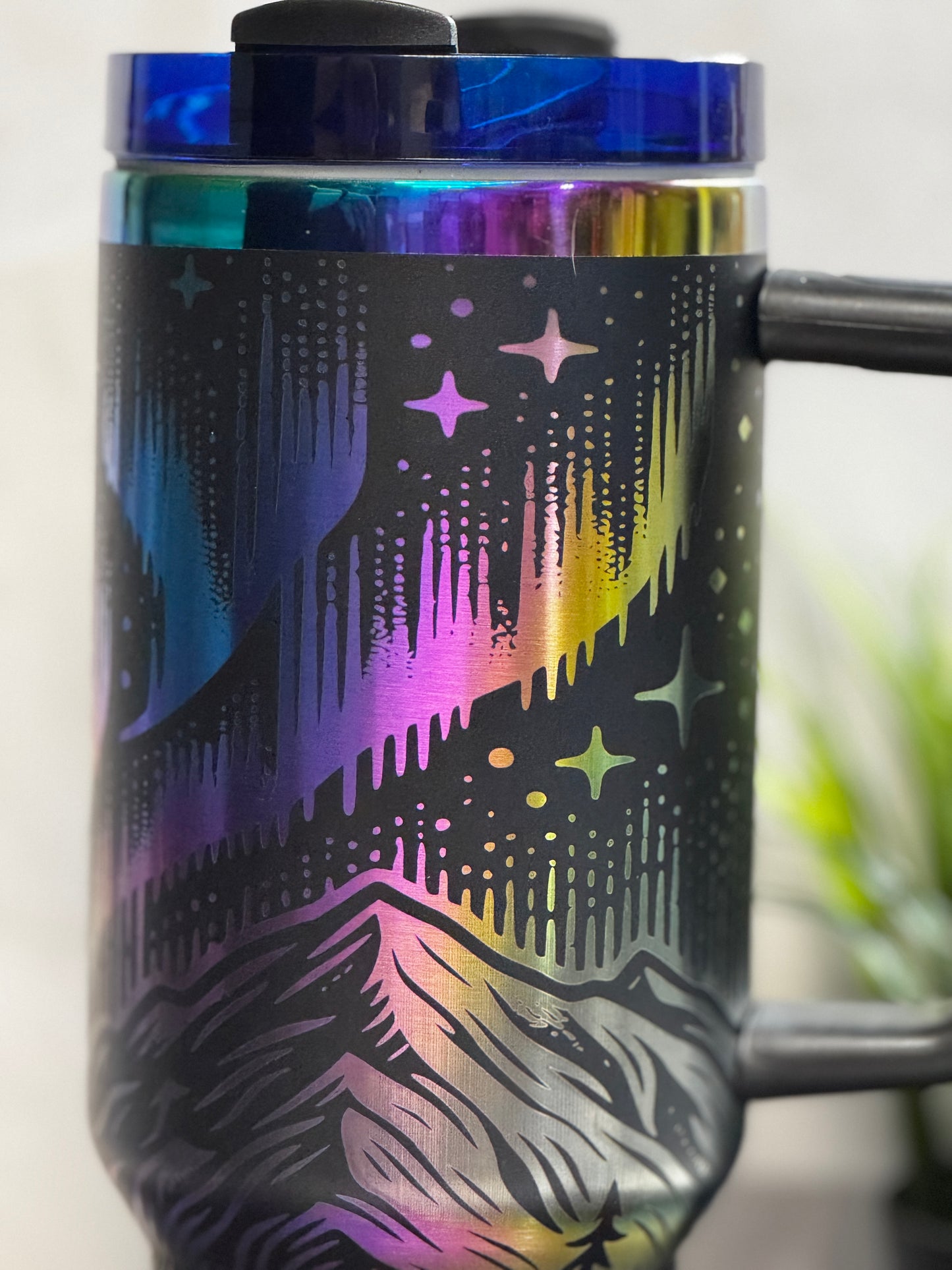 Northern Lights 40oz Insulated Tumbler – Stainless Steel Travel Mug with Handle
