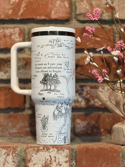 Hundred Acre Wood Map Tumbler – Insulated Stainless Steel Travel Cup (40oz, 30oz, 20oz, 16oz)