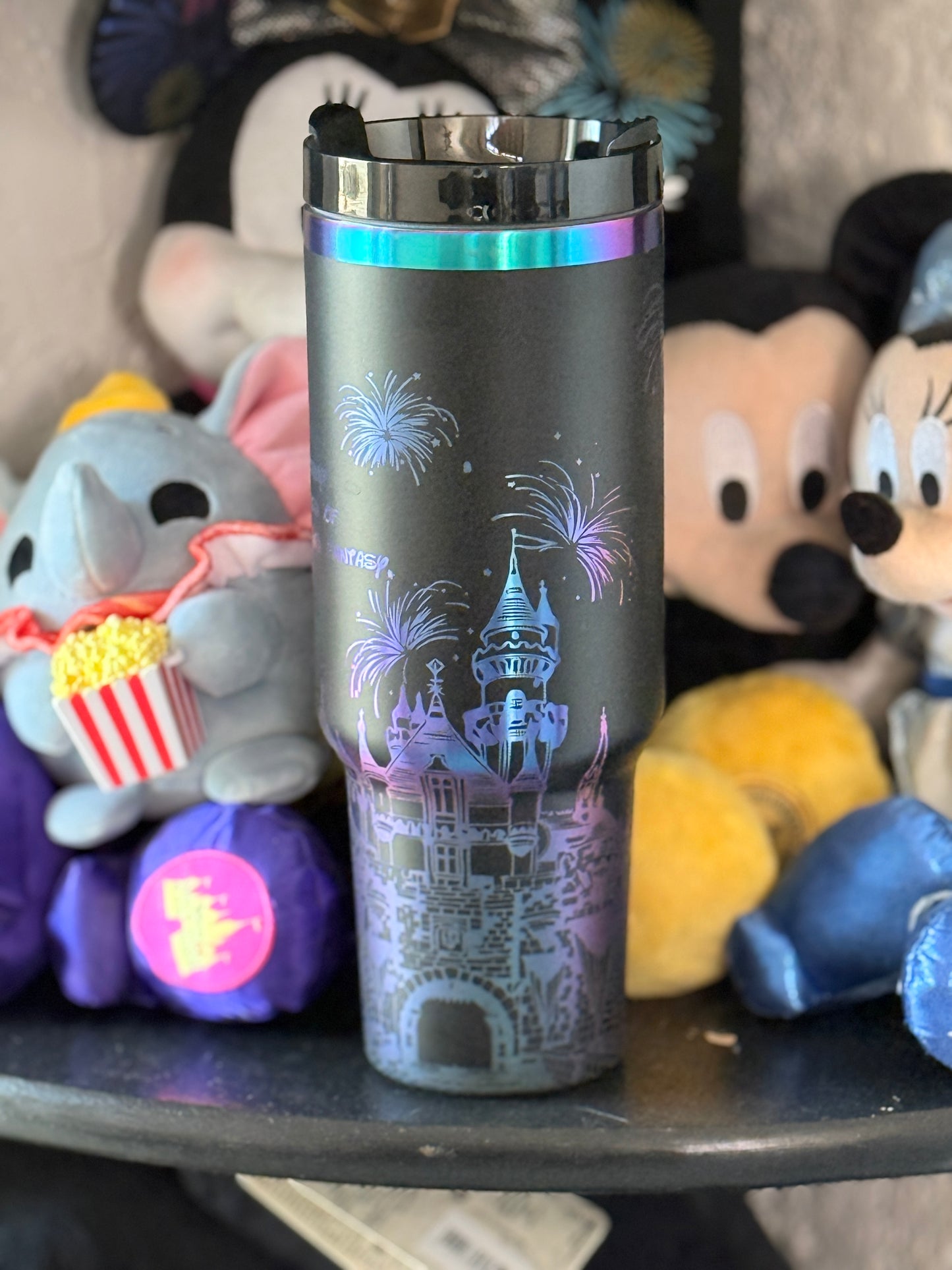 40oz Laser Engraved Fantasy Castle Tumbler with Handle | Dishwasher Safe Stainless Steel Travel Mug